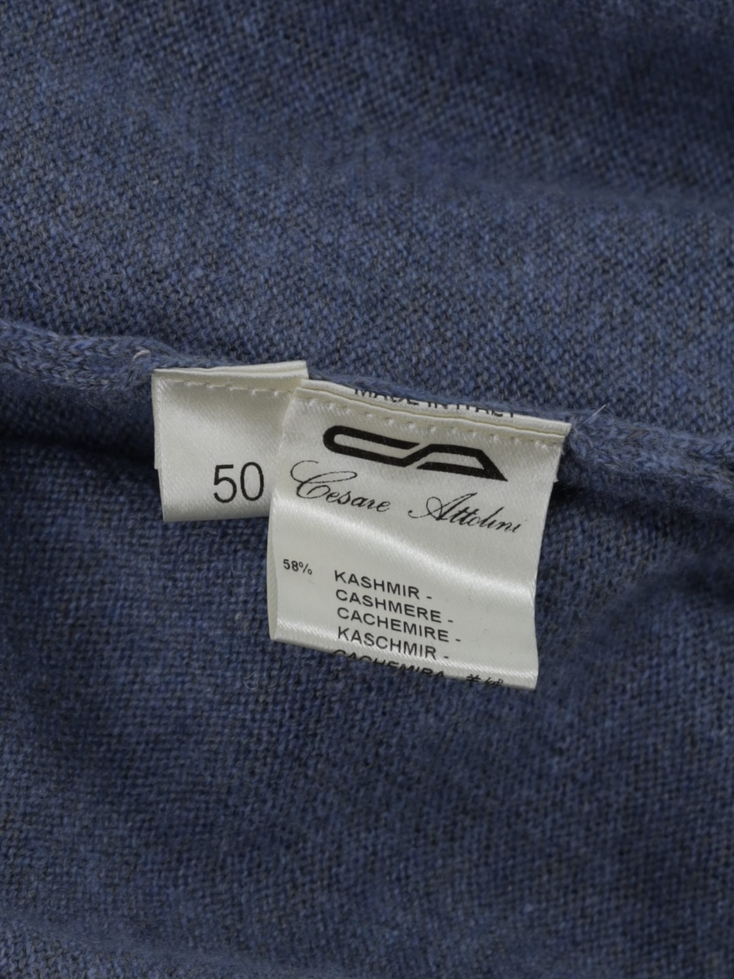 Cesare Attolini Steel Blue Cashmere & Linen Buttonless Long-Sleeve Polo