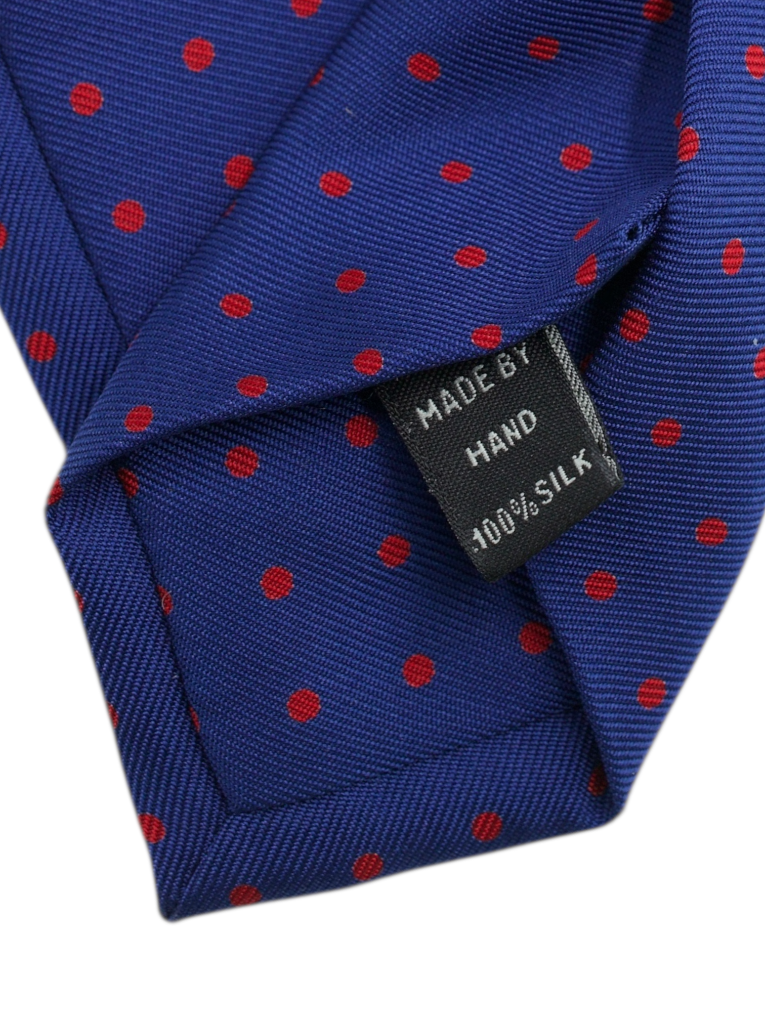 E.Marinella 3-Fold Blue & Red Silk Polkadot Tie