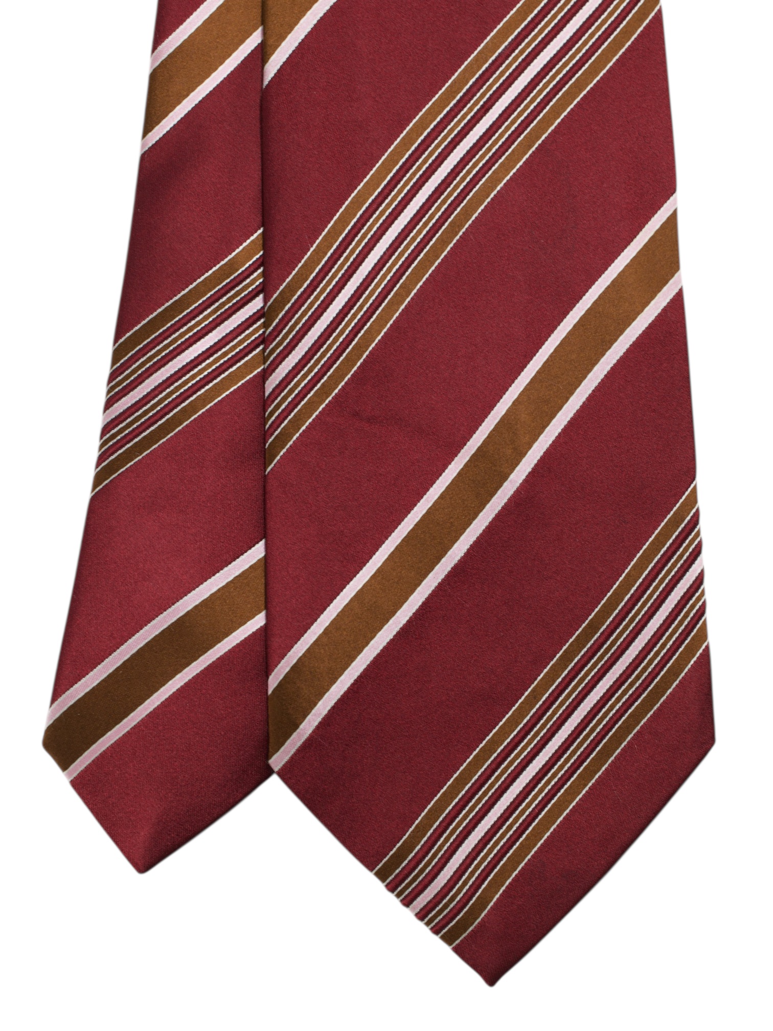 Luigi Borrelli 5-Fold Wine Red & Pink Multi-Striped Business Tie