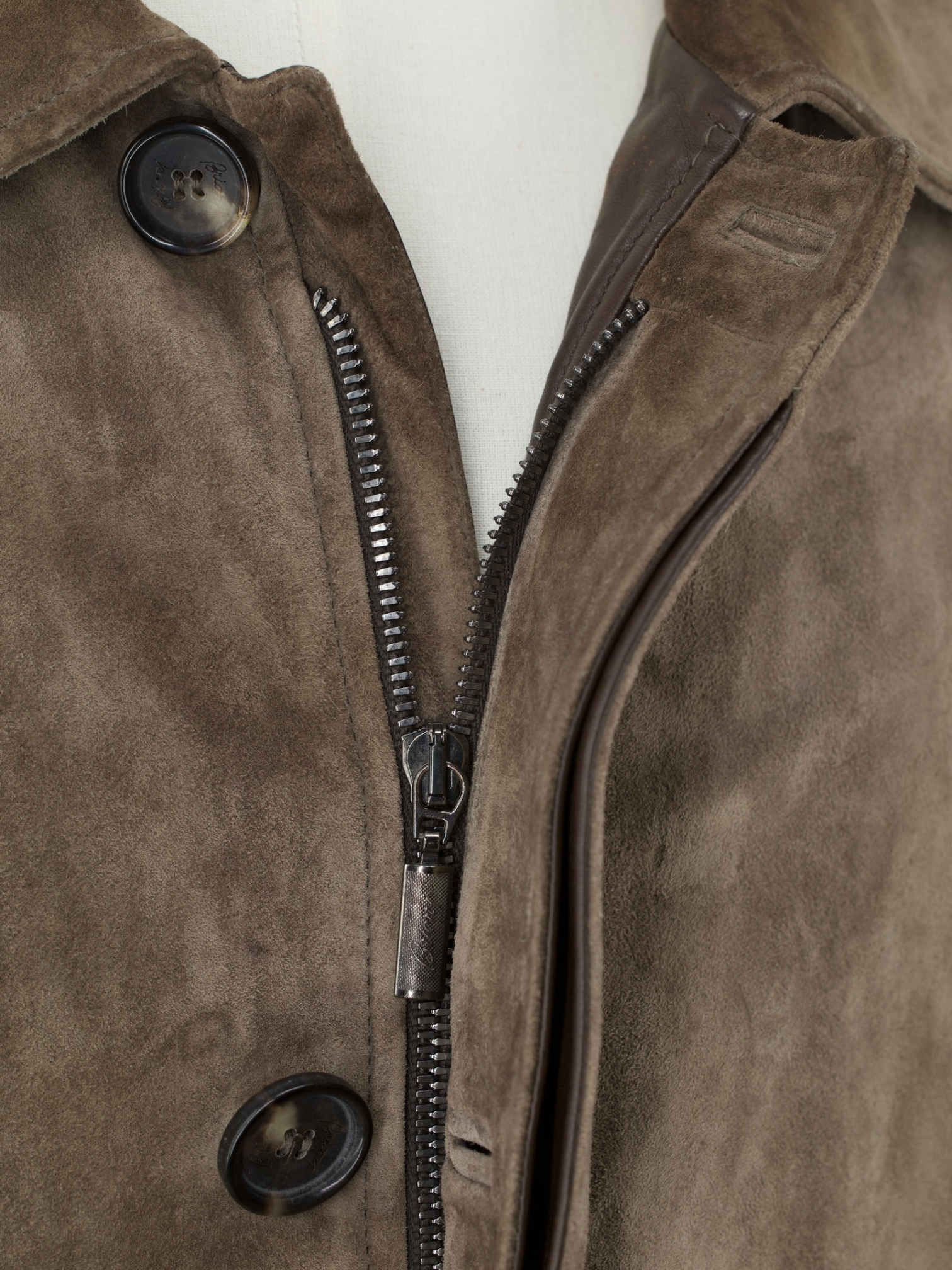 Brioni Dark-Olive Drab Lambskin Suède Coat