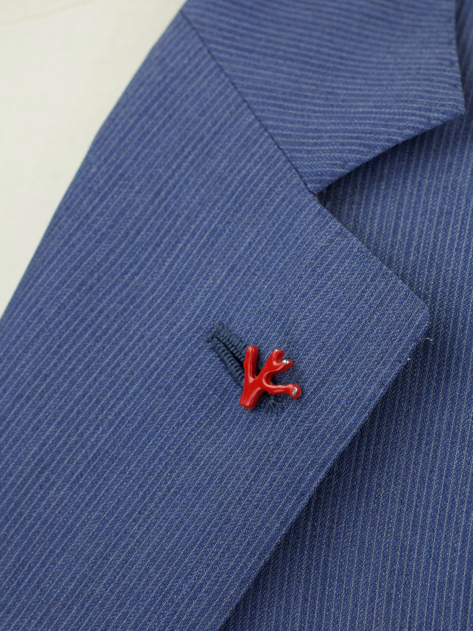 Isaia Steel Blue Wool & Silk Micro-Pinstripe Jacket