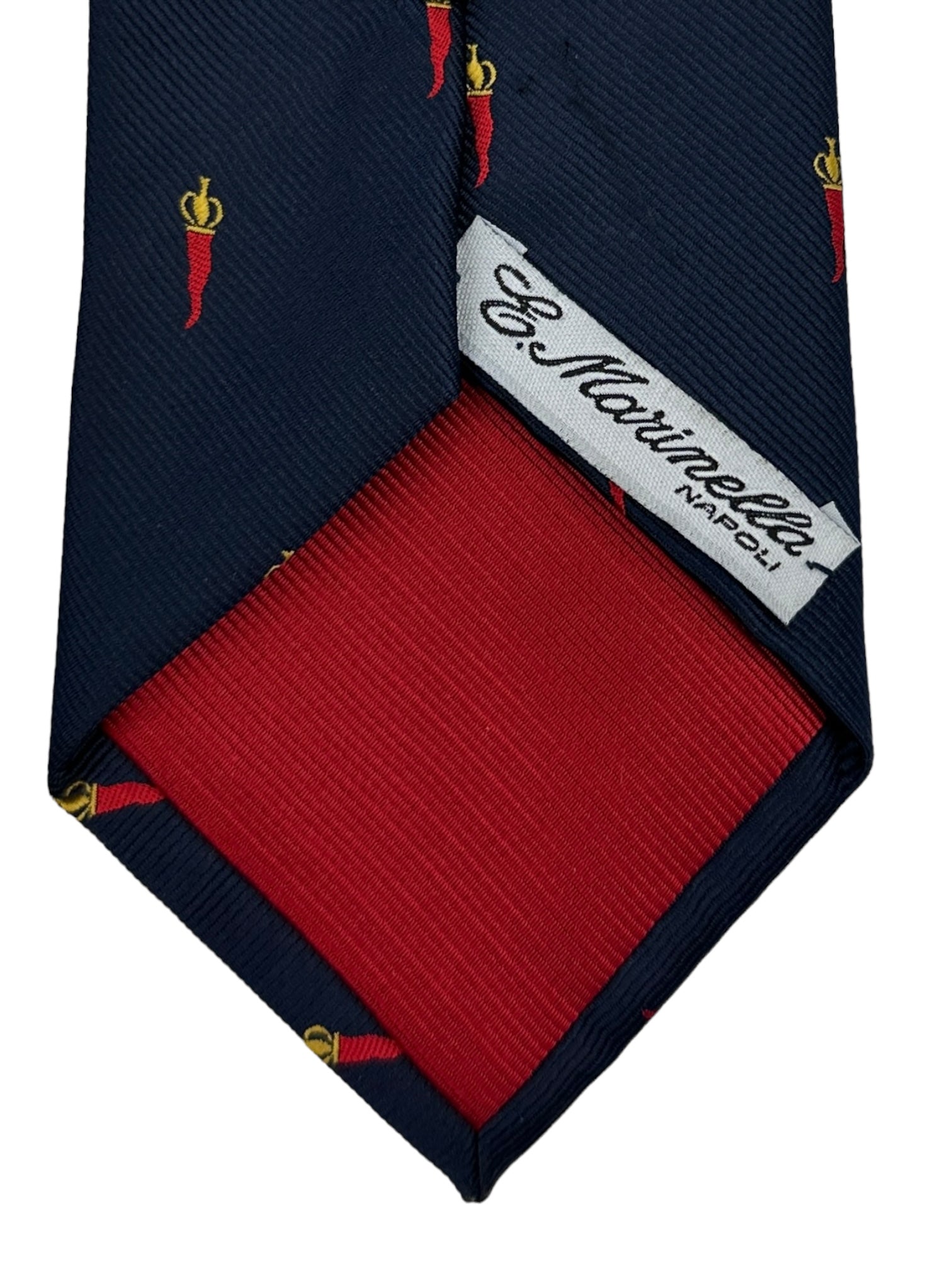 E.Marinella 3-Fold Navy with Red Pepper Pattern Tie