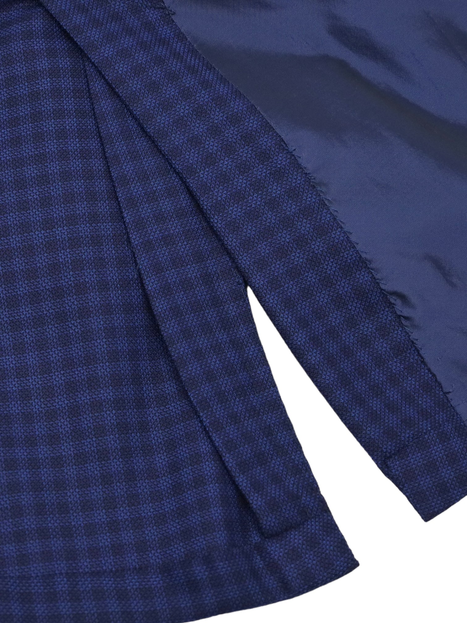 Orazio Luciano Blue Gingham Check Wool & Silk Blazer