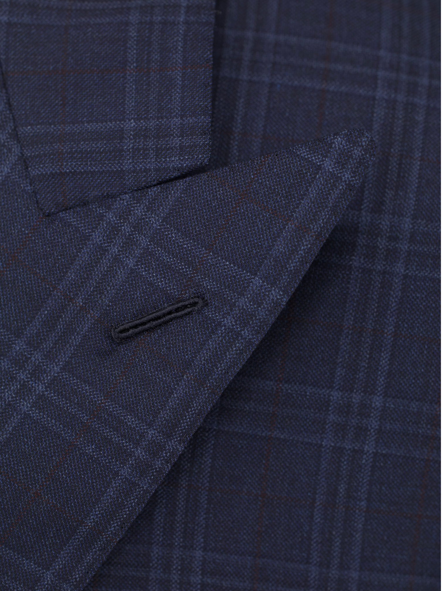 Cifonelli Dark Blue Fine-Wool Double Breasted Checkered Jacket