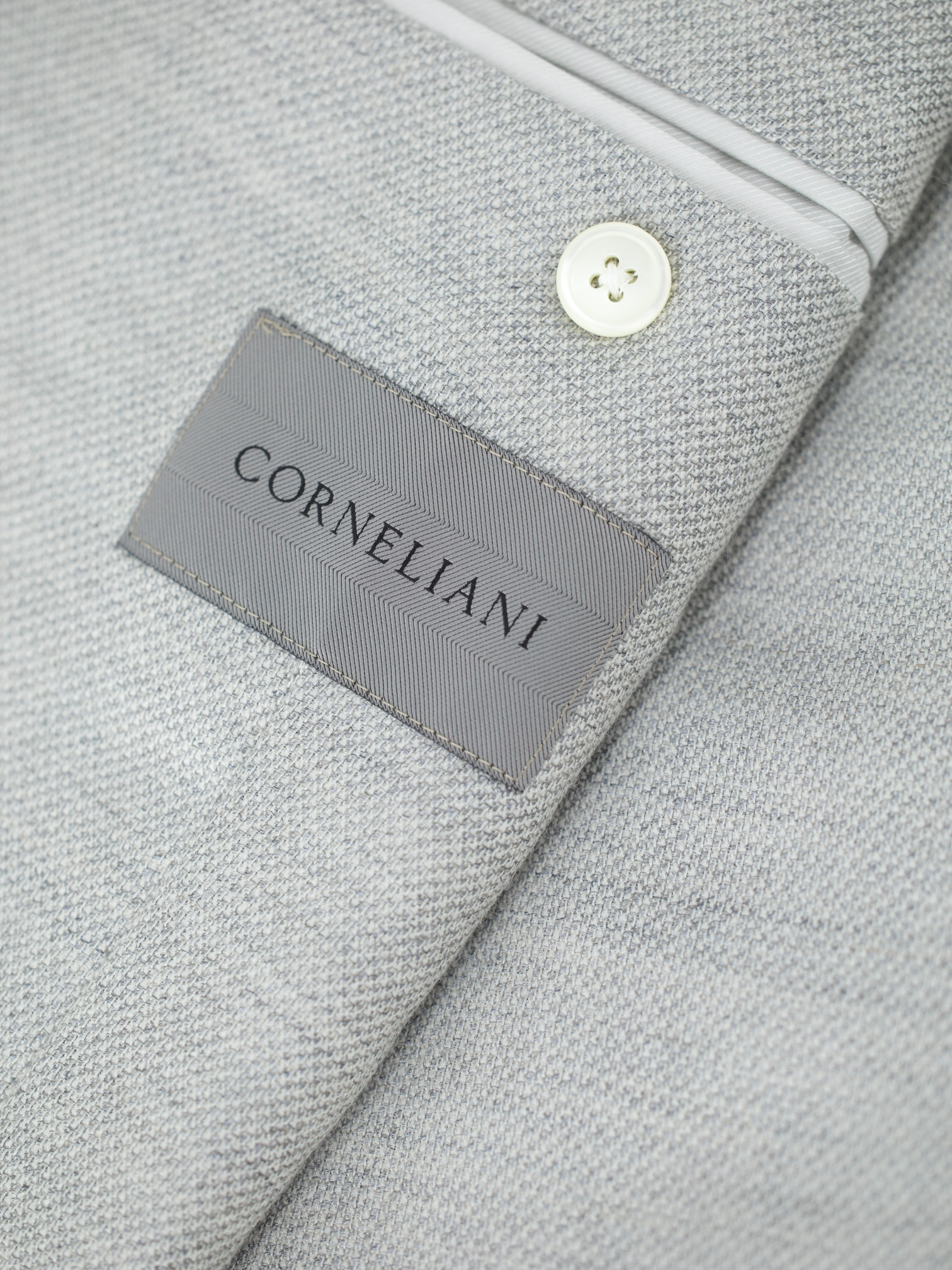 Corneliani Light Grey Cashmere & Silk Micro-Pattern Academy Jacket