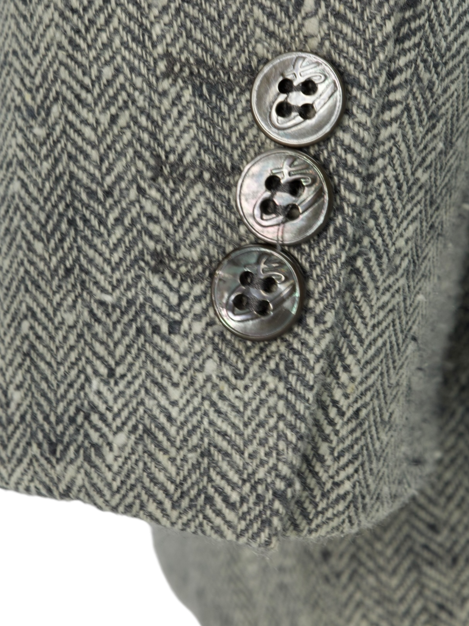 Brioni Light Grey Silk & Linen Donegal Tweed Herringbone Jacket