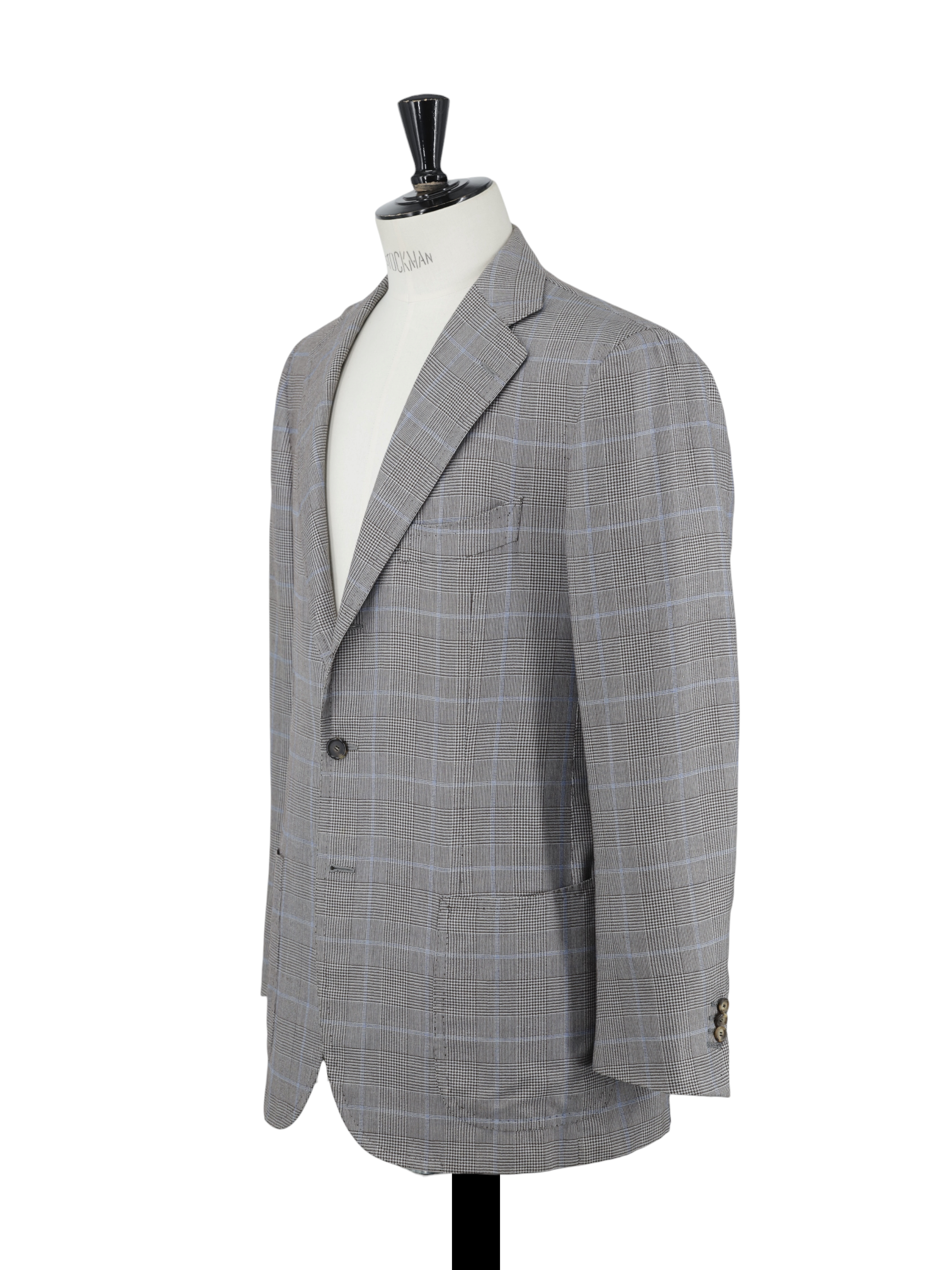 Cesare Attolini Taupe & Light Blue Cashmere & Silk Prince of Wales Jacket
