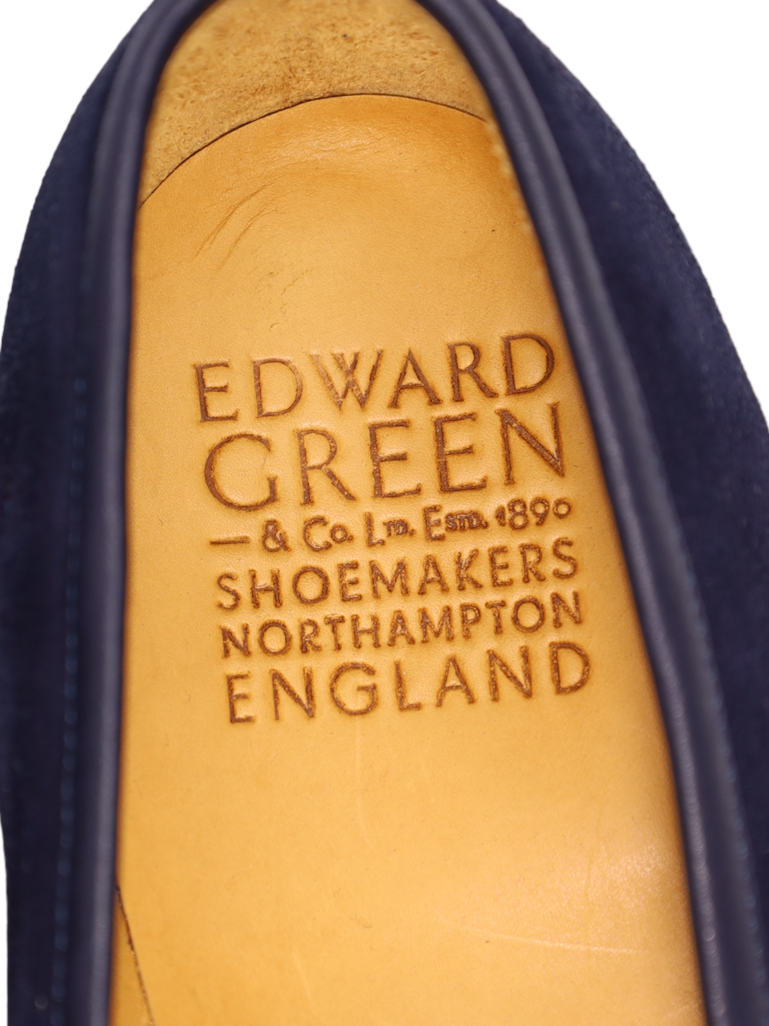 Edward Green Navy Suede Piccadilly Penny Loafer