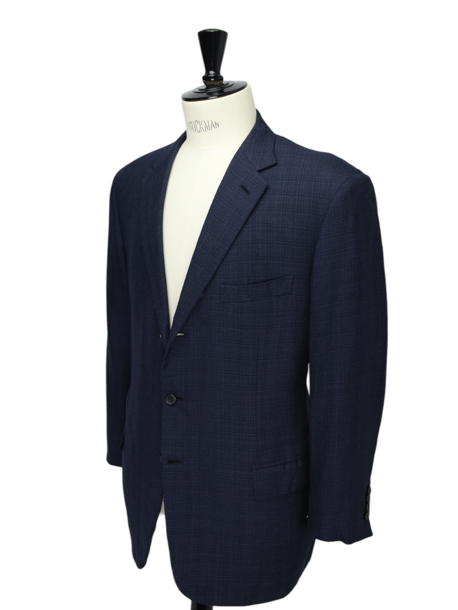 Brioni Blue Silk & Wool Check Colloseo Jacket