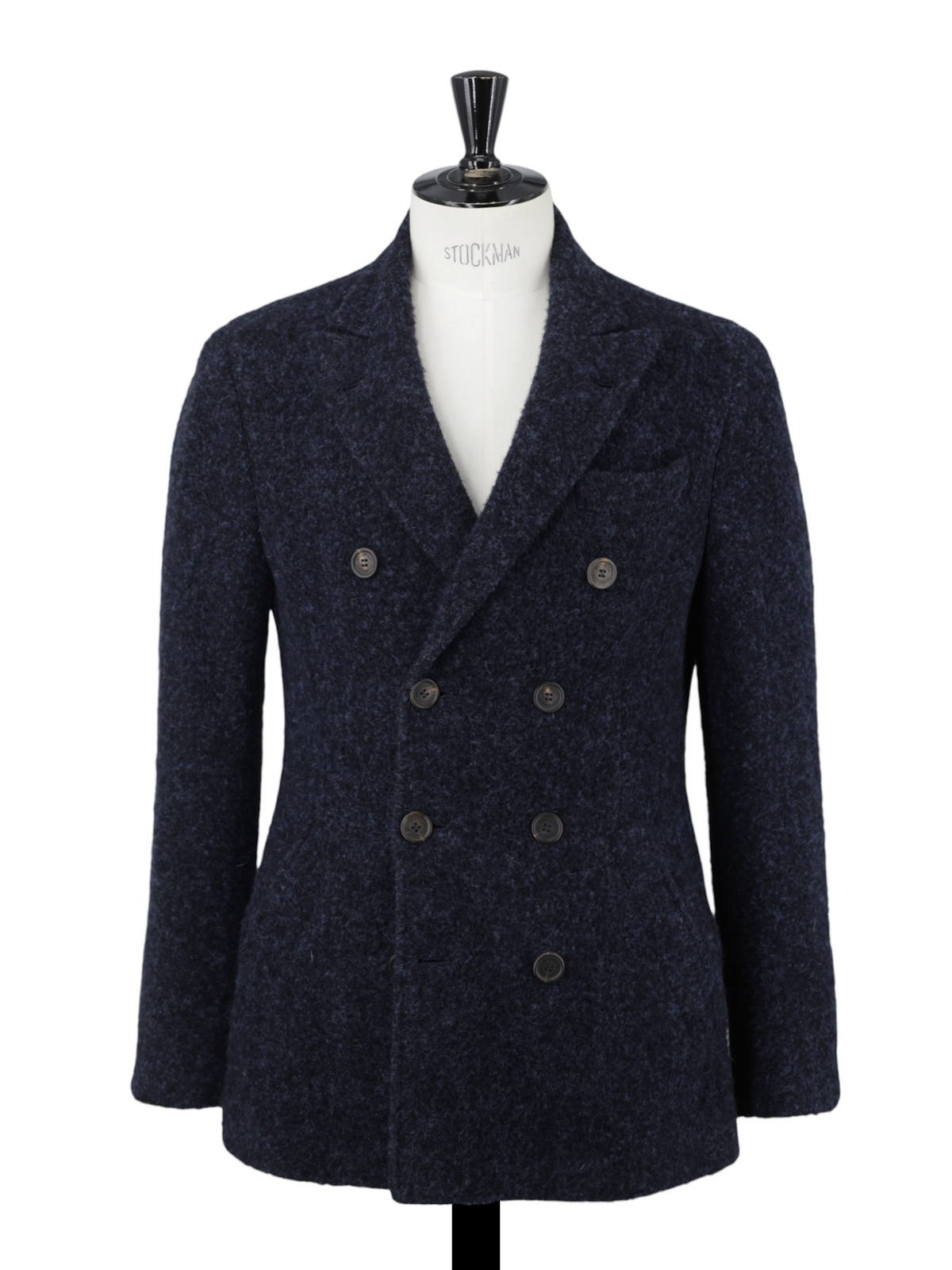 Brunello Cucinelli Dark Blue Plushy Alpaca-Blend Double Breasted Coat