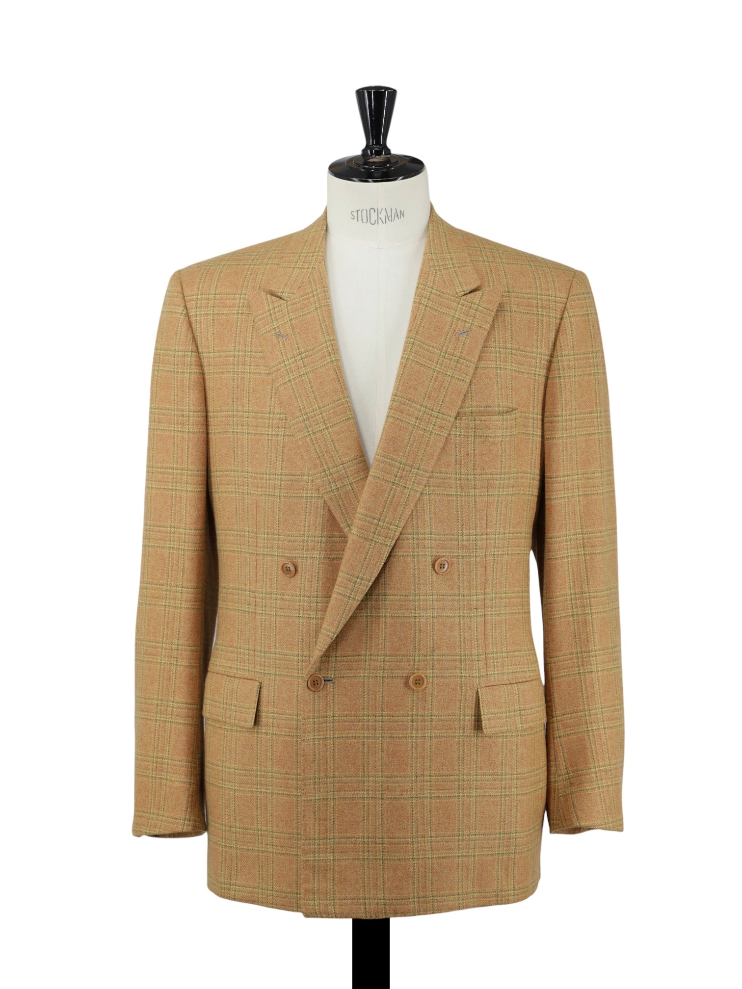 Kiton Orange Pure Plushy-Cashmere Double Breasted Windowpane Jacket