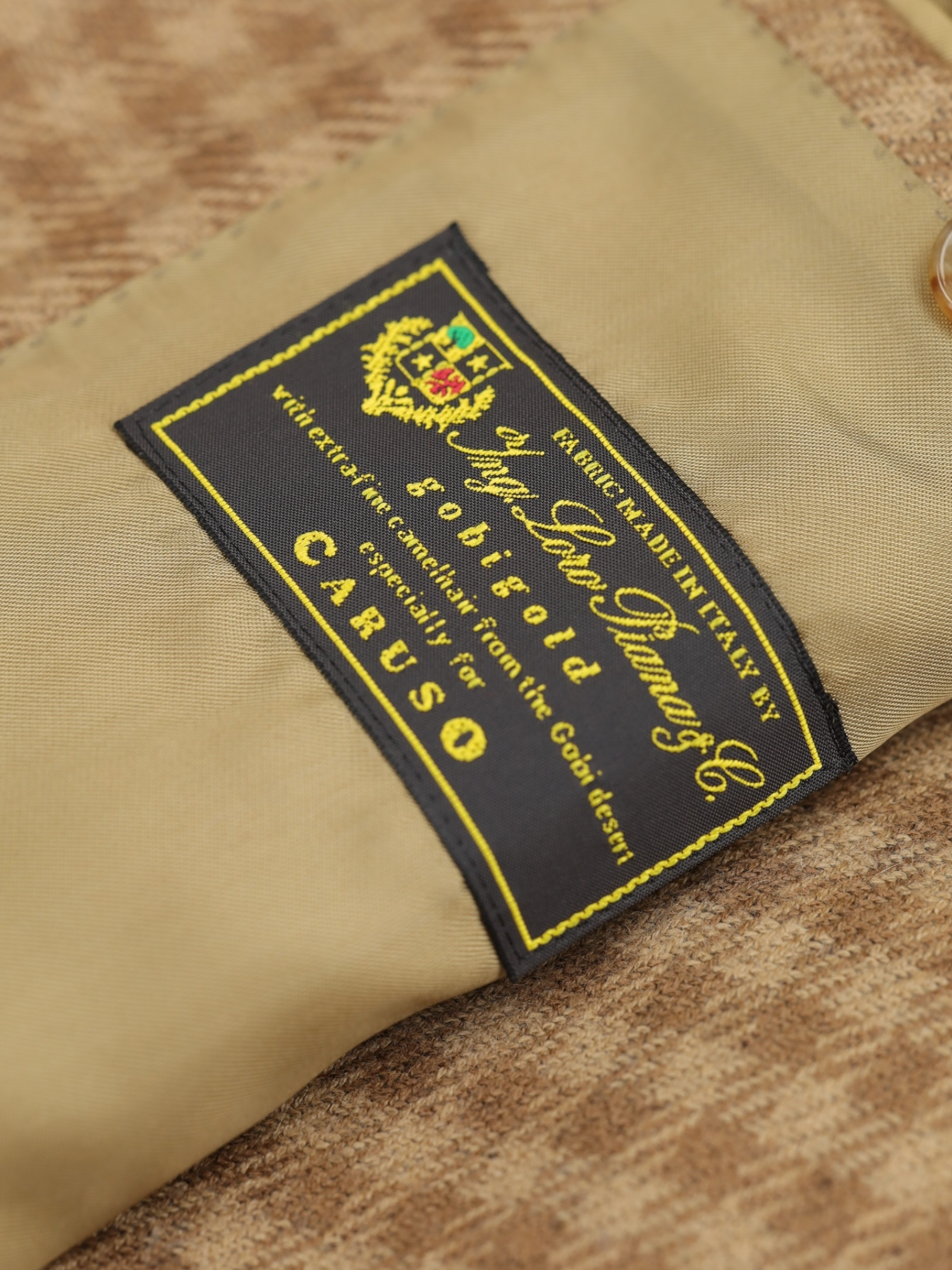 Caruso Light Brown “GobiGold” Camel Hair & Wool Gingham Jacket