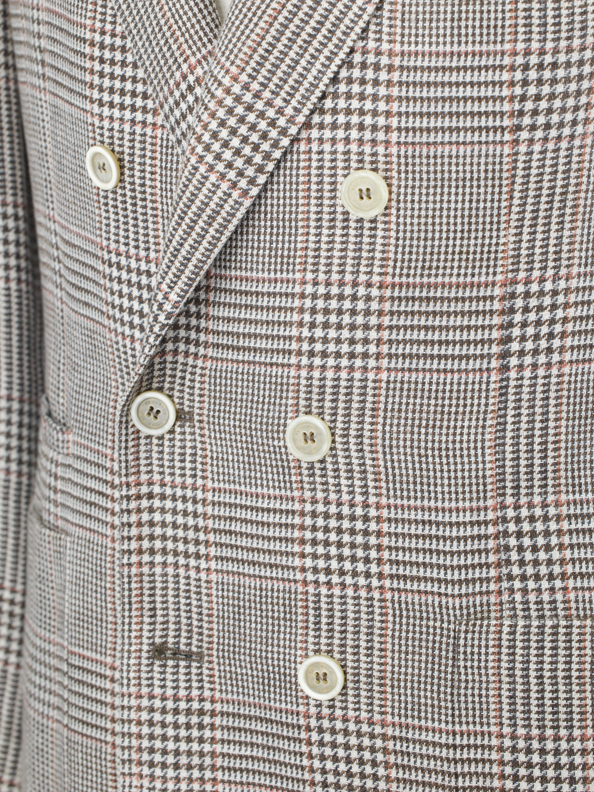 Brunello Cucinelli Brown Linen, Wool & Silk Double-Breasted Glenplaid Suit