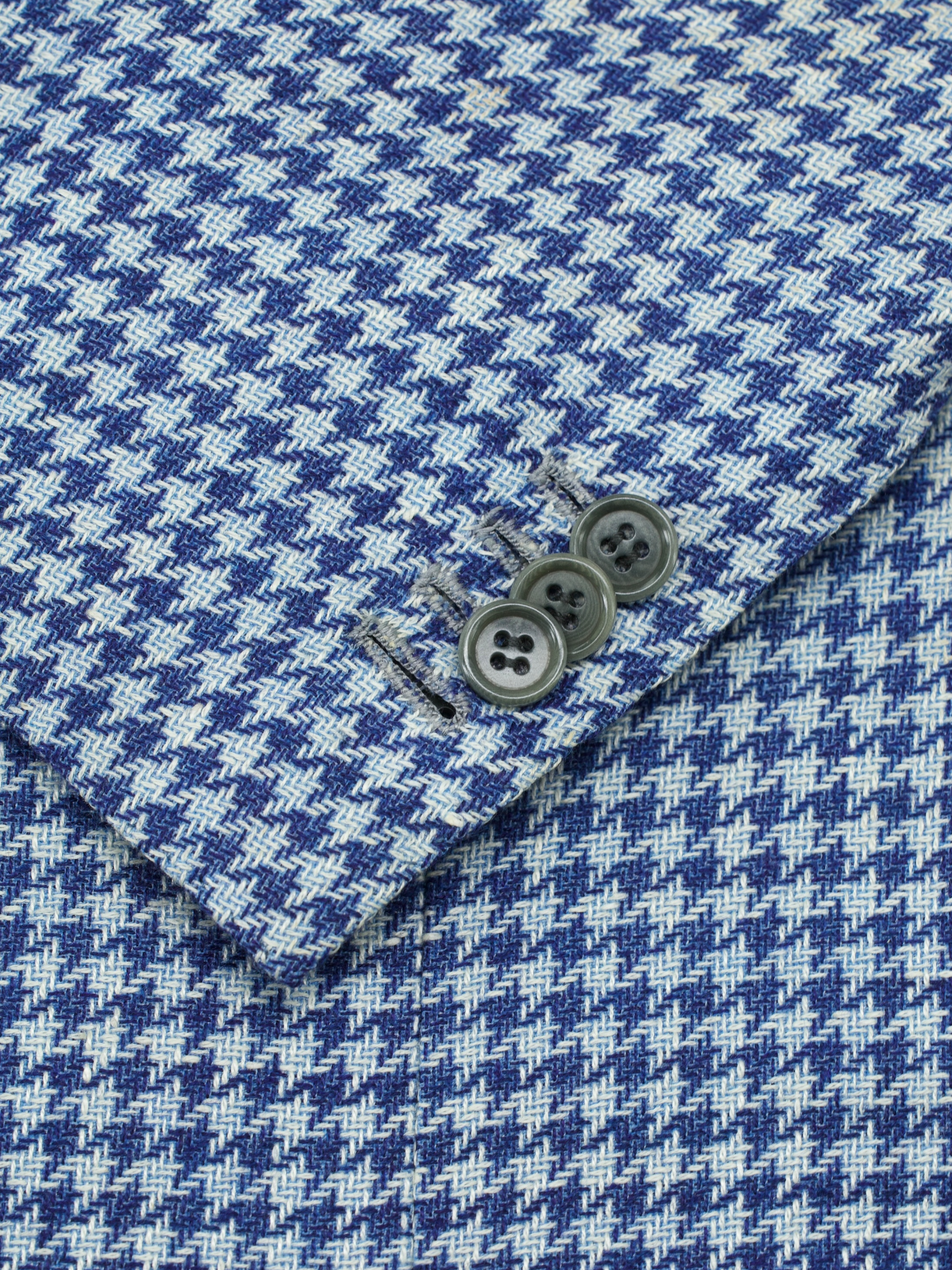 Kiton Chambray Blue & White Cashmere-Linen Blend Pied de Poule Jacket