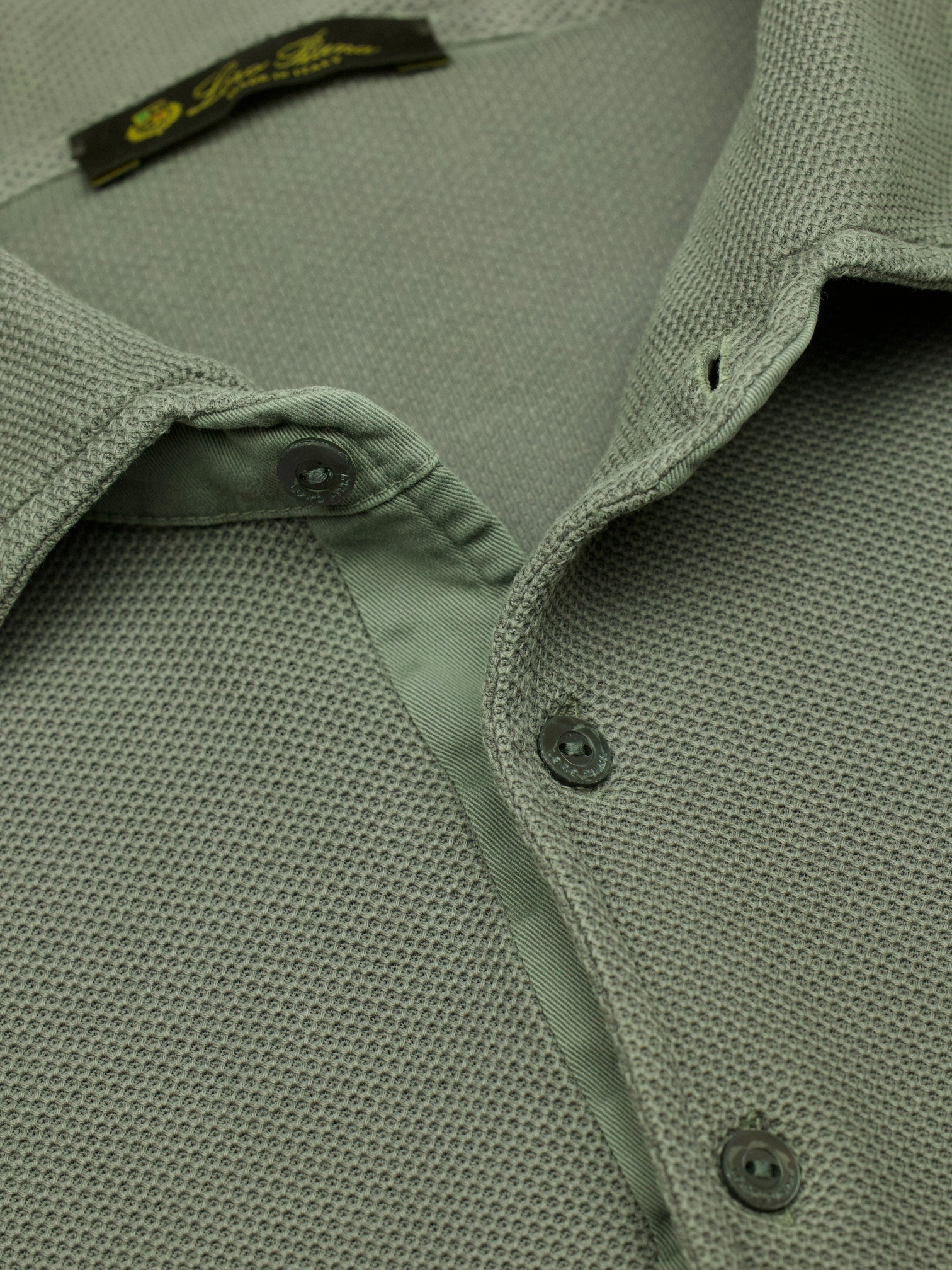 Loro Piana Grey Cotton Piqué Long-Sleeve Polo Shirt