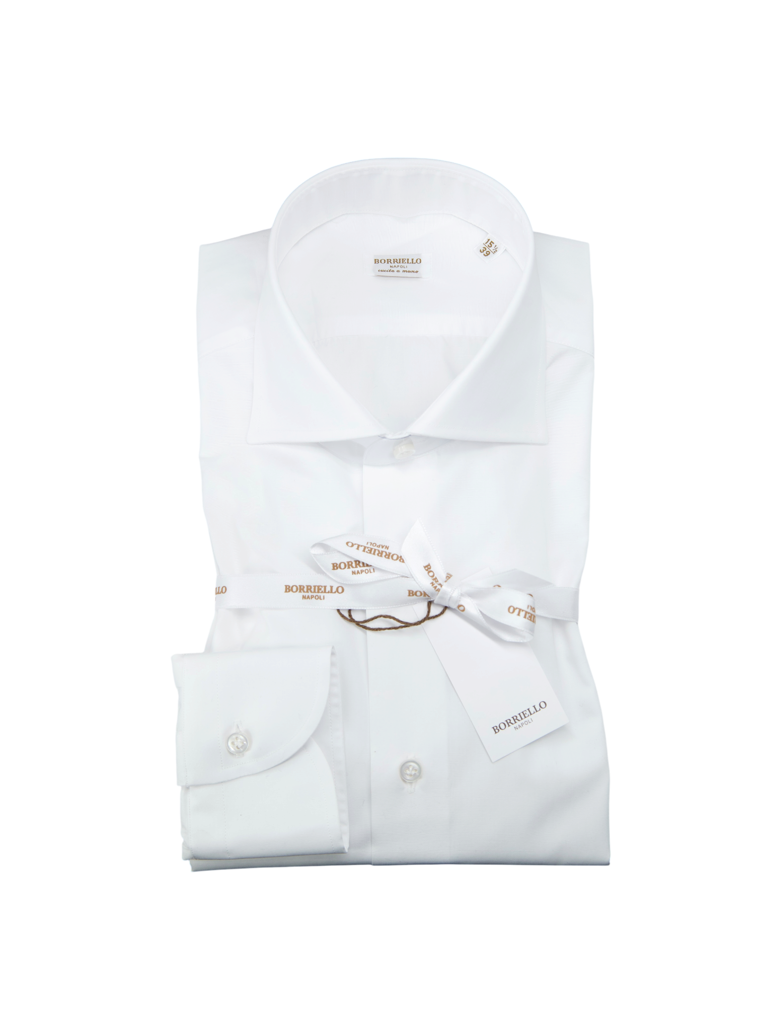 Borriello Napoli White Poplin-Cotton "Marechiaro" Spread-Collar Shirt