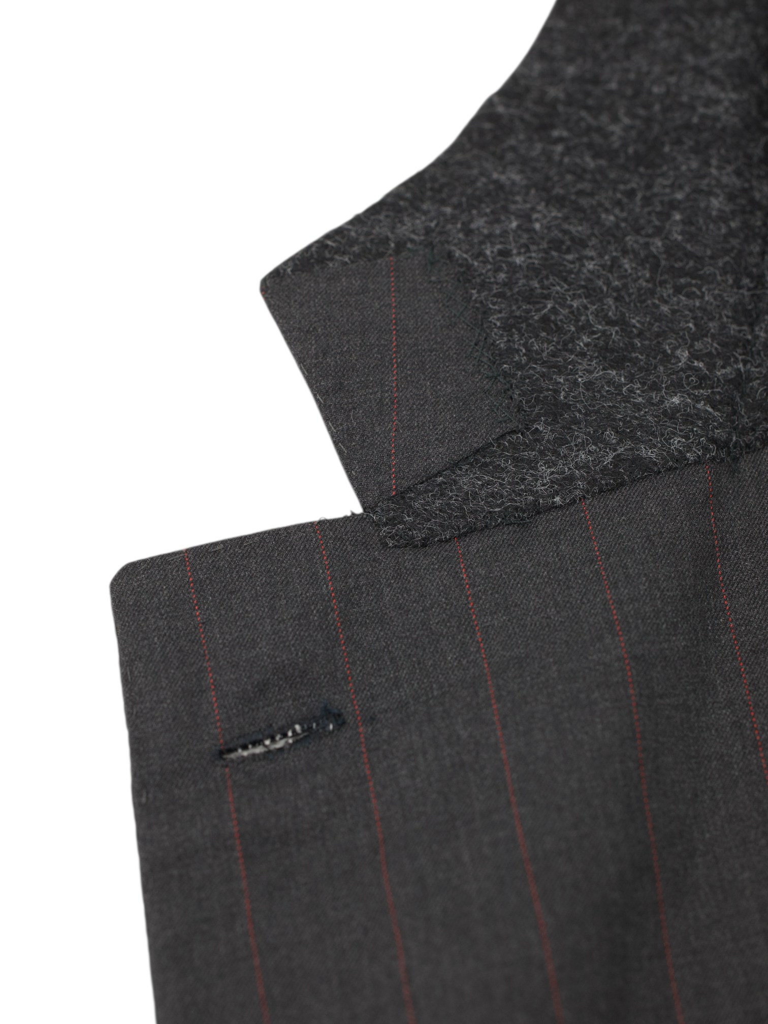 Kiton Charcoal & Red 14-Micron "Blanc Blue" Super 180's Pinstripe Suit