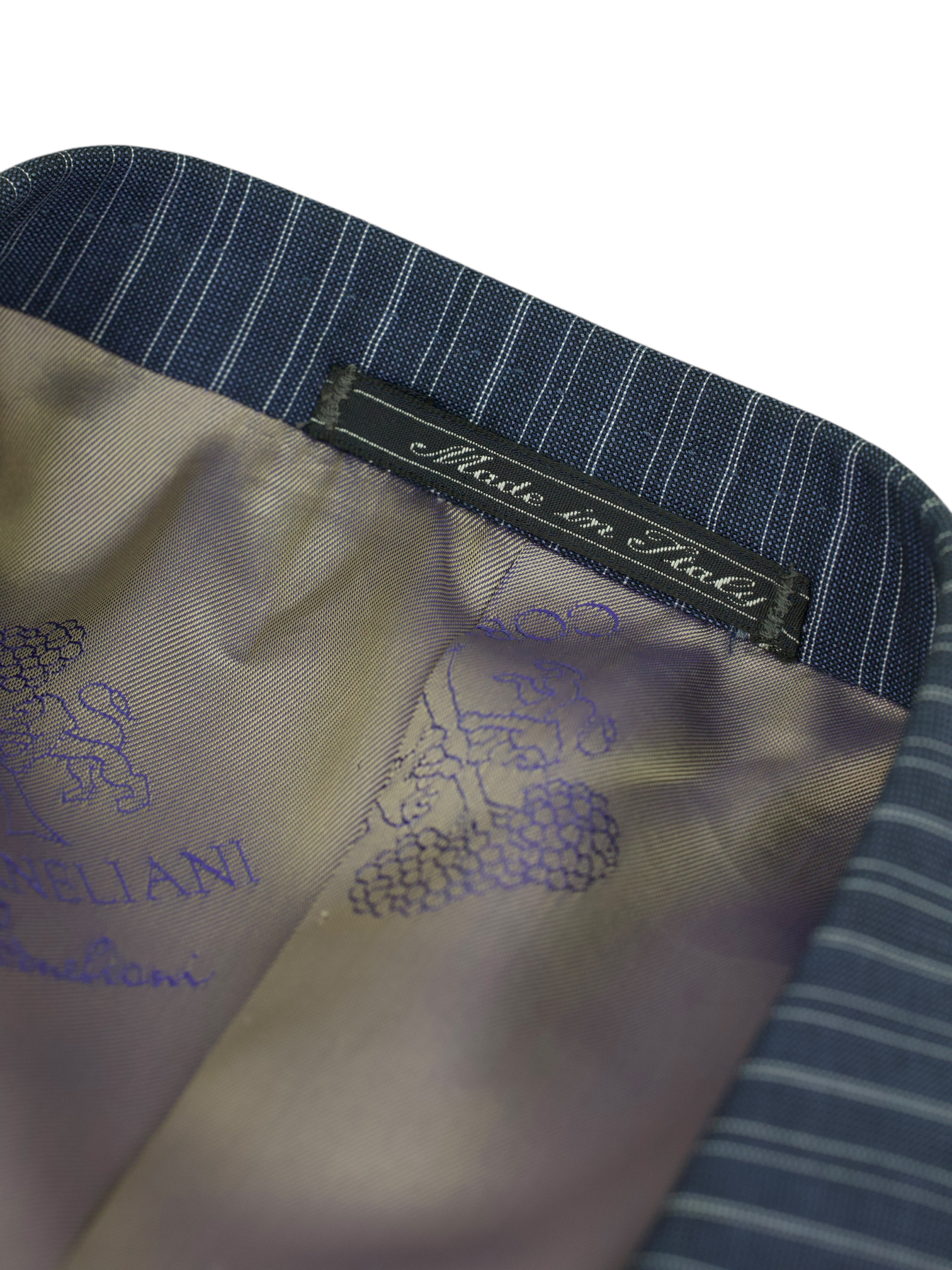 Corneliani Steel Blue Silk & Wool Multi-Pinstripe Suit