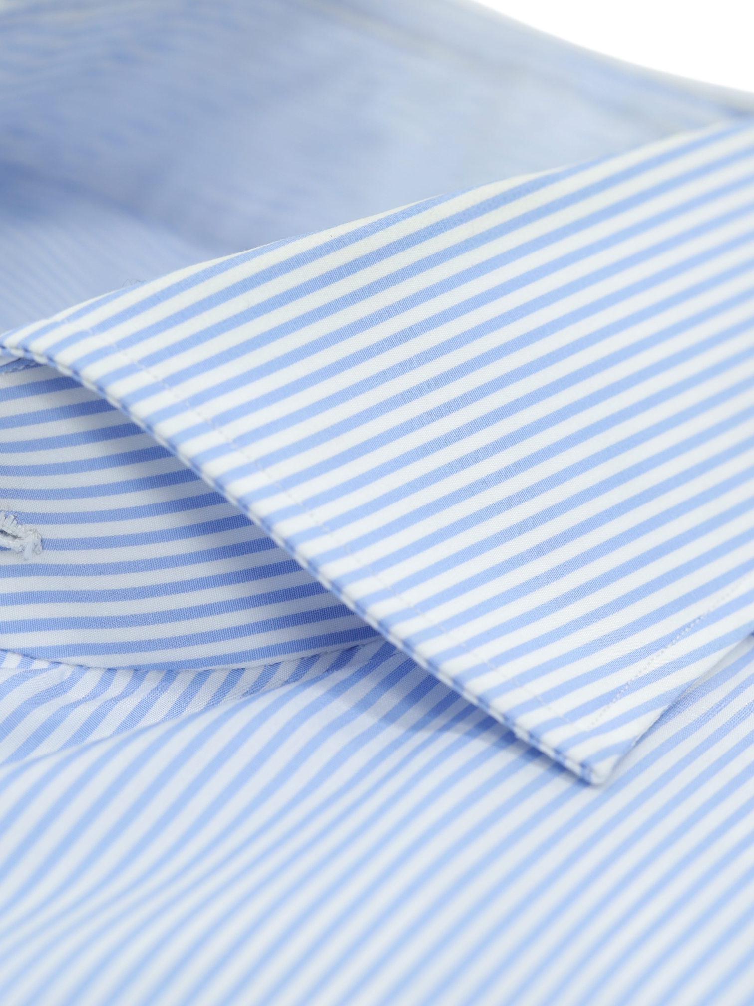 Finamore Light Blue Cotton Pinstripe French Cuff Shirt