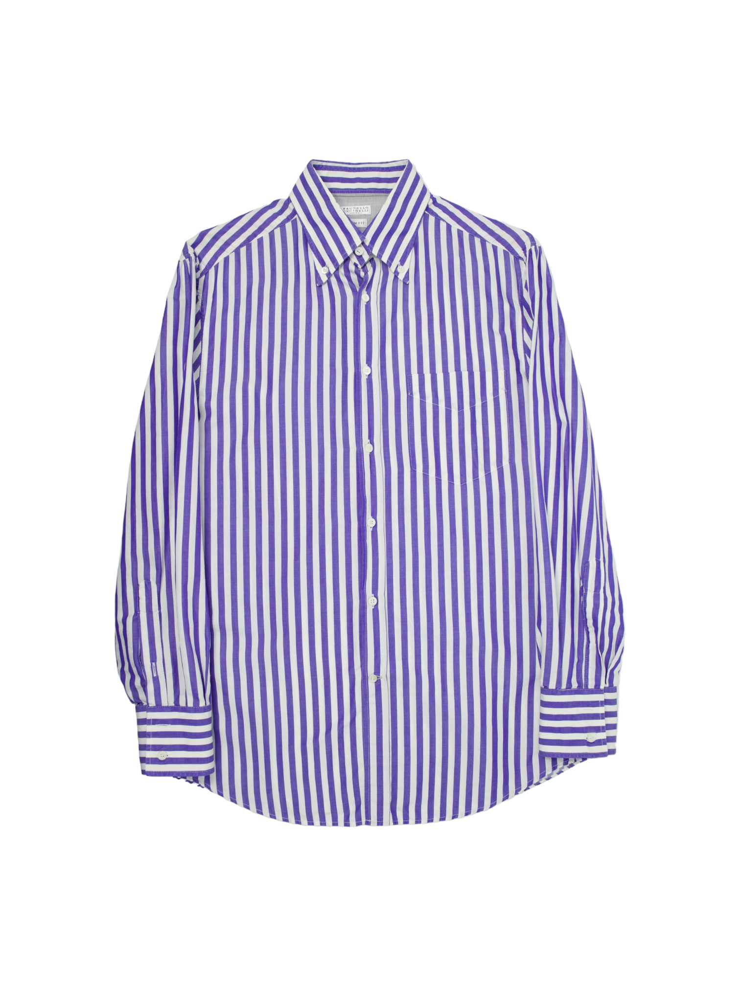 Brunello Cucinelli Blue Bengal Stripe Button-Down Shirt