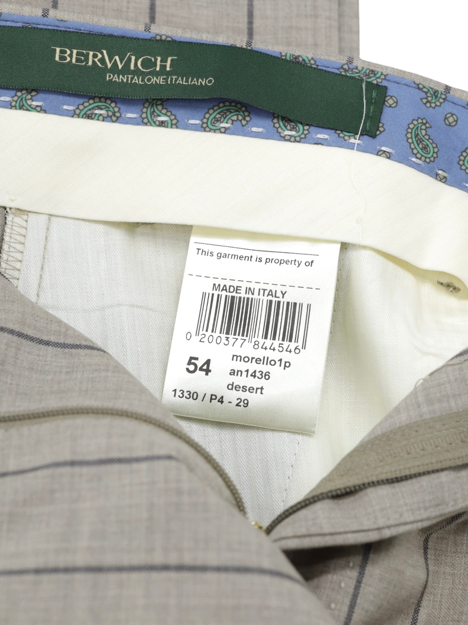 Berwich Taupe Fine-Wool Single Pleated Pinstripe Trousers