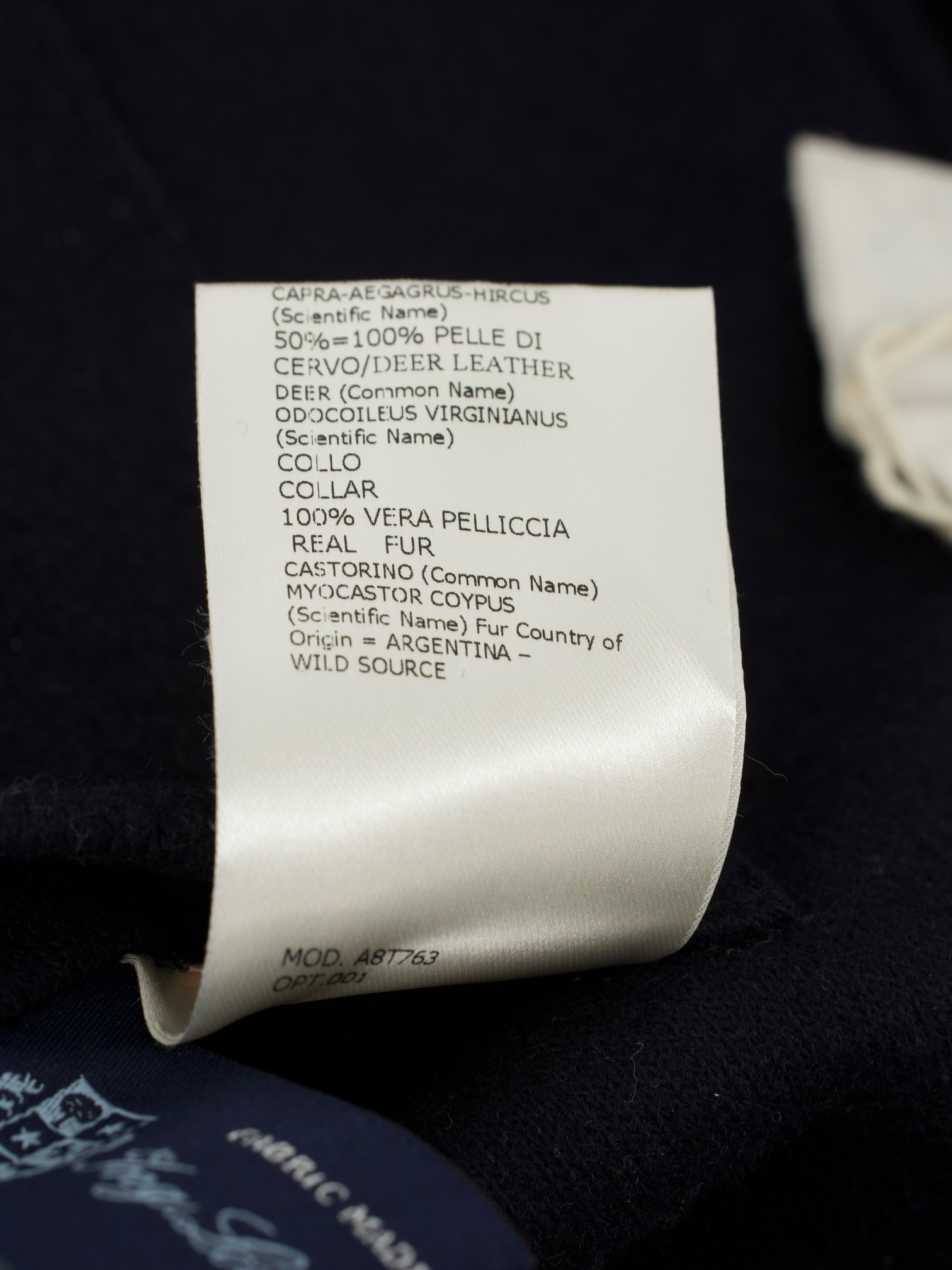 Mandelli Navy Double-Faced Stretch Cashmere & Castorino Fur Collar Overcoat