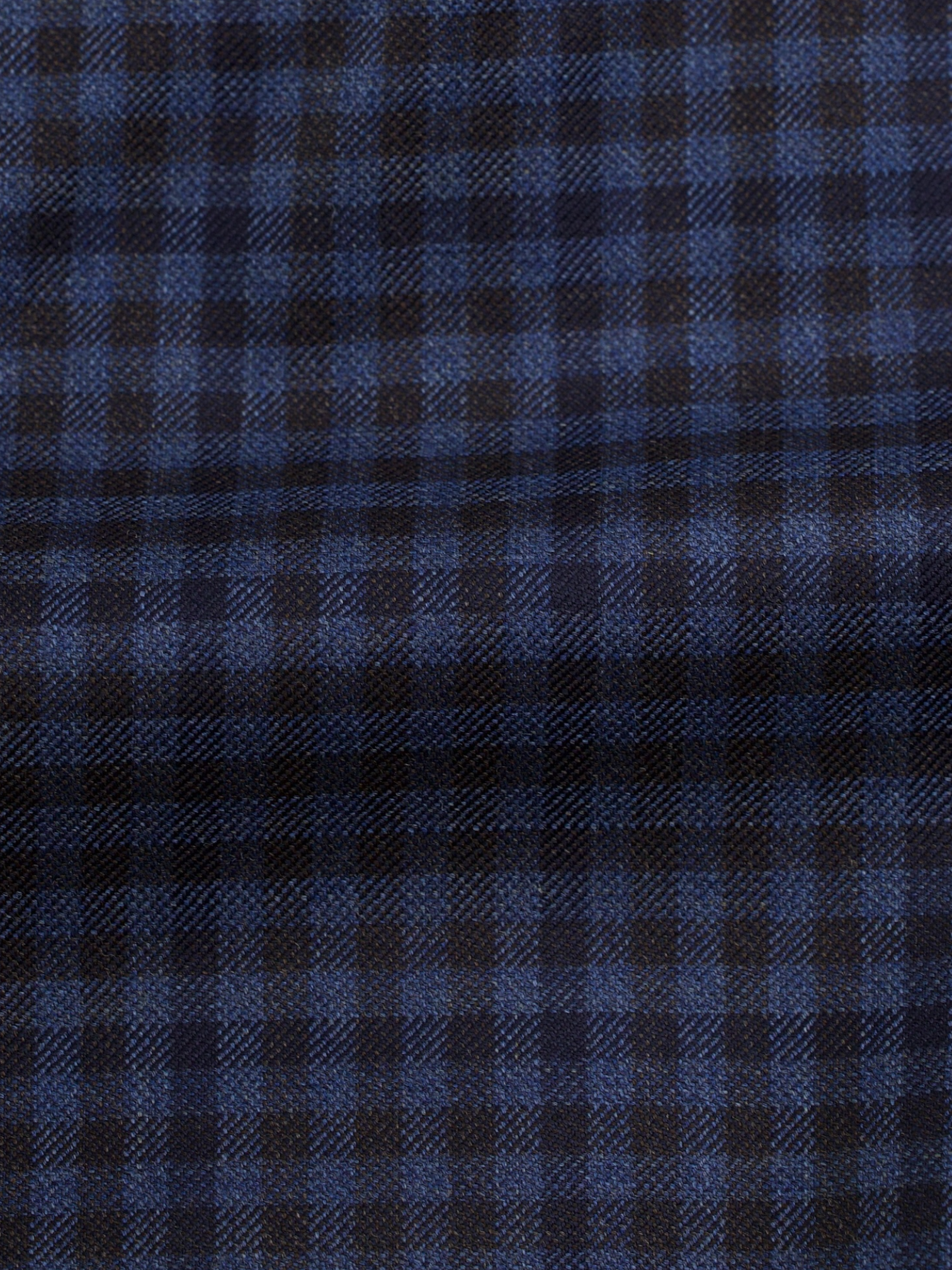 Caruso Steel Blue & Castagne Brown Super 130's Wool Gingham-Check Jacket
