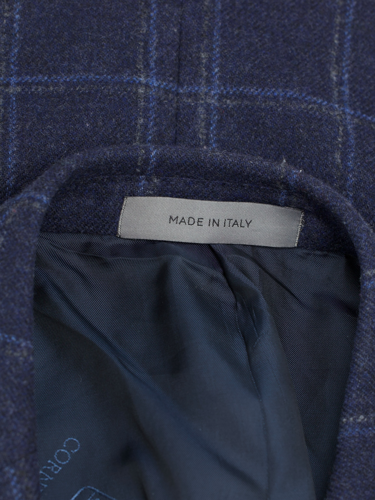 Corneliani Dark Blue Brushed Wool & Cashmere Windowpane Jacket