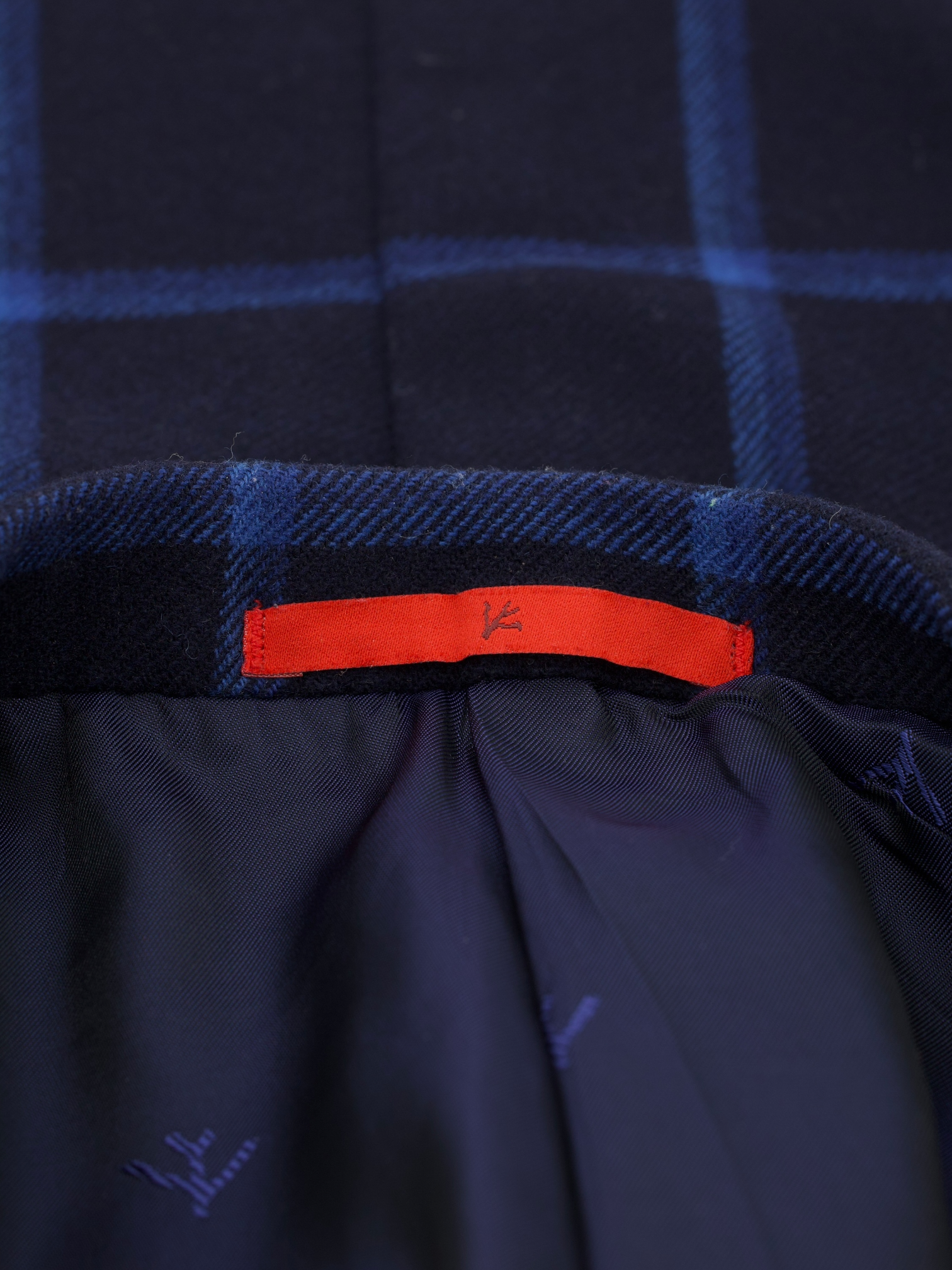 Isaia Navy & Azure Blue Wool Windowpane Jacket