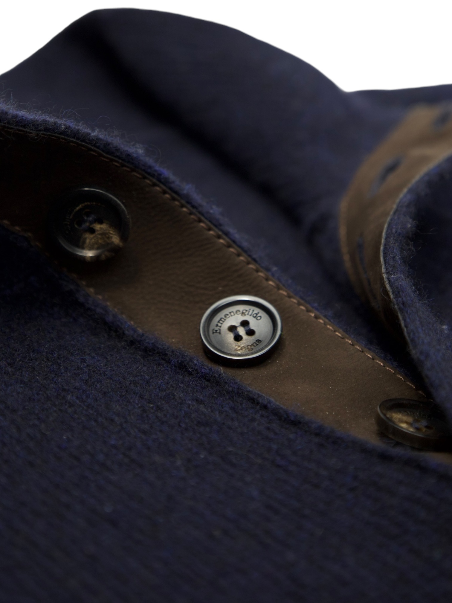 Ermenegildo Zegna Navy Nubuck-Trimmed Cashmere Fisherman's Sweater