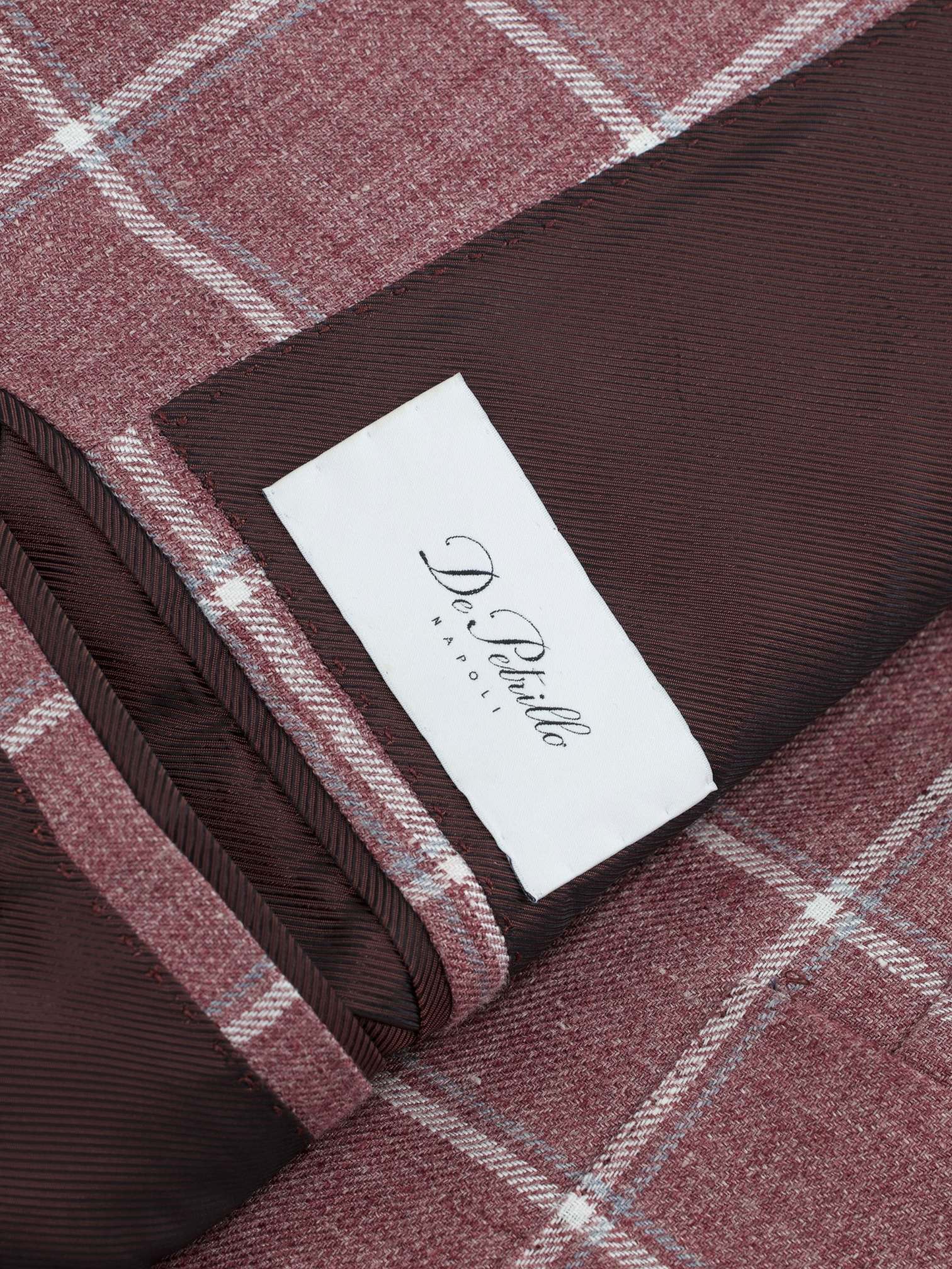 De Petrillo Old Pink & White Pure Linen Windowpane Jacket