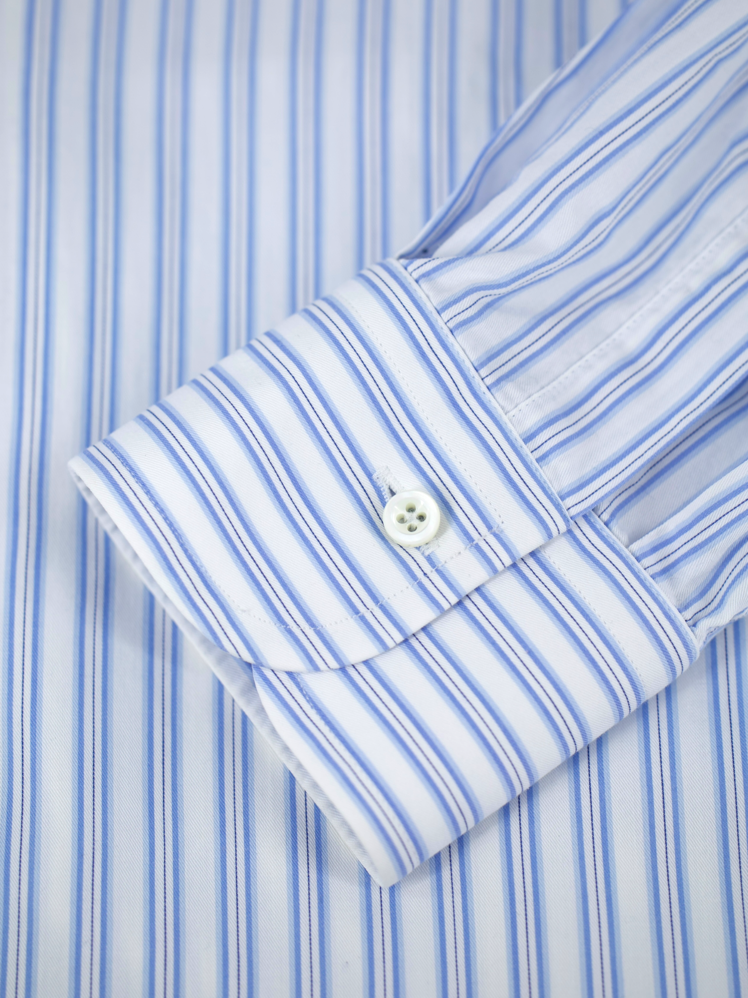 Ermenegildo Zegna Blue & White Cotton Striped Dress Shirt
