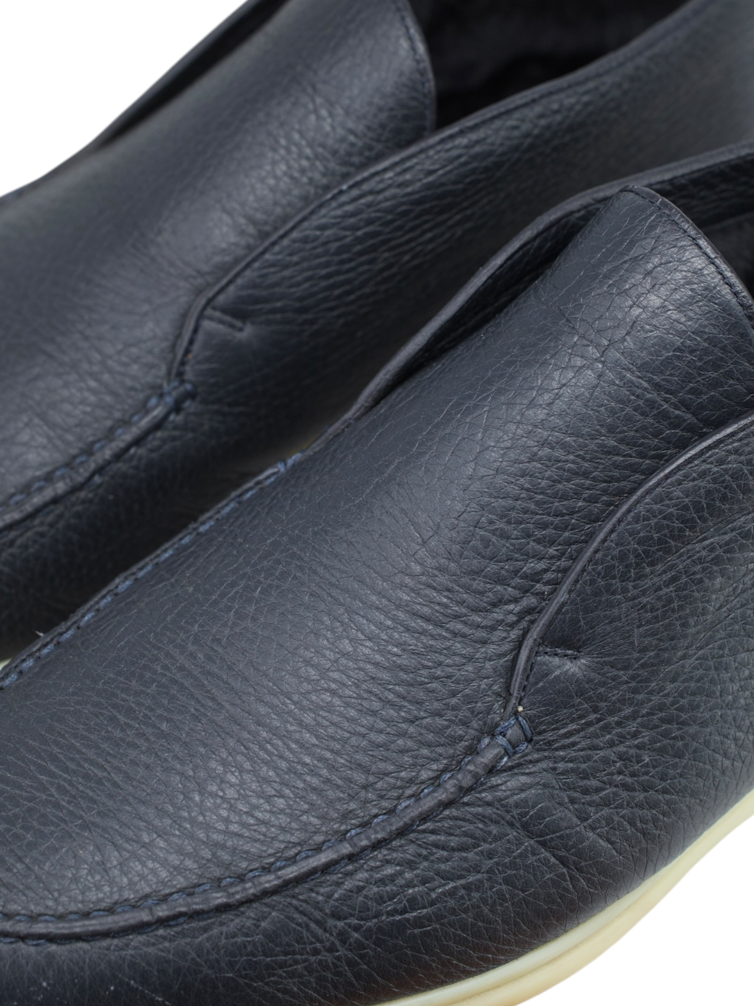 Loro Piana Navy Elk Leather & Castorino-Fur Lining Open Walk Ankle Boot