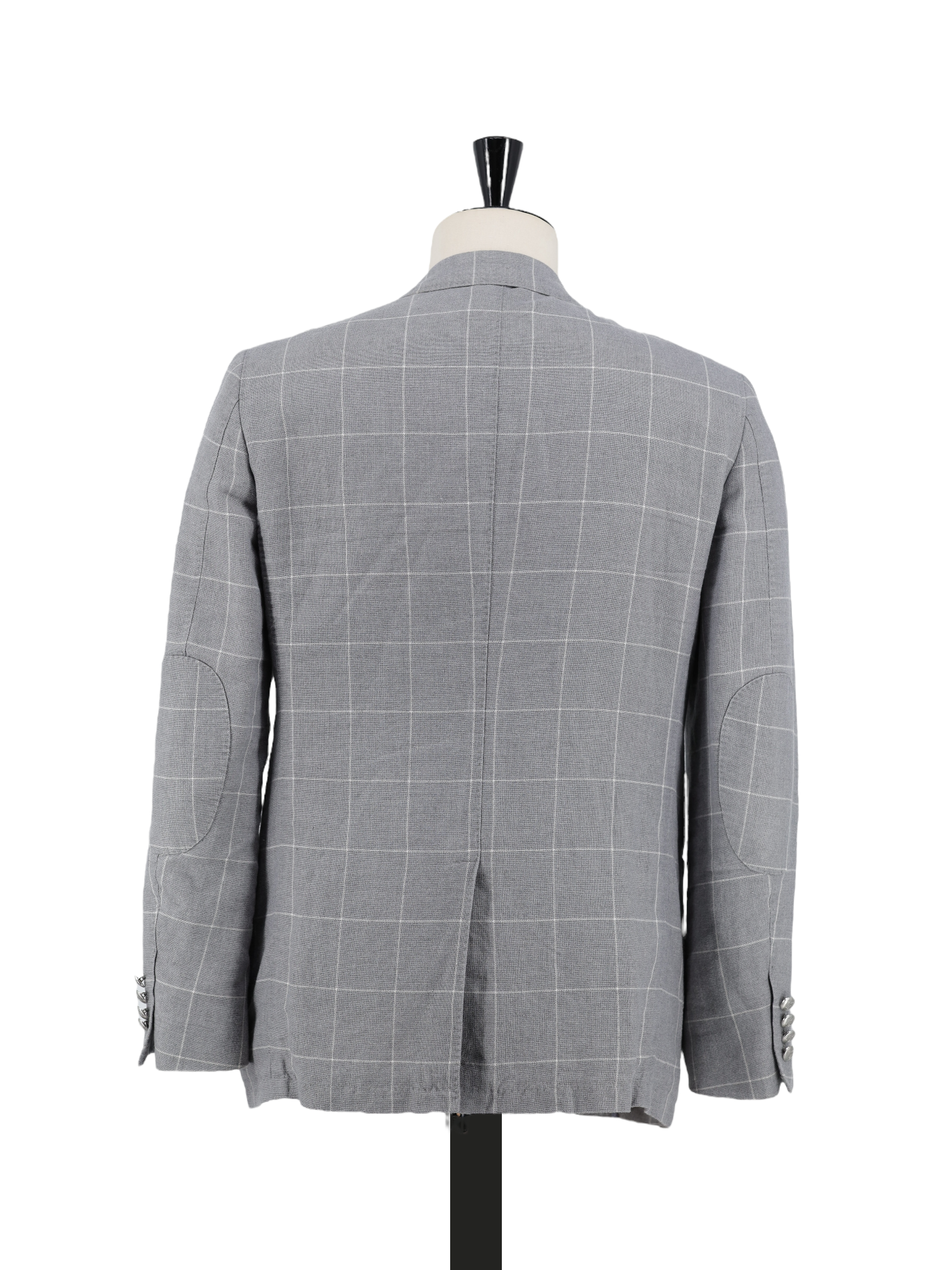 Ermenegildo Zegna Light Grey Linen & Cotton Windowpane Jacket
