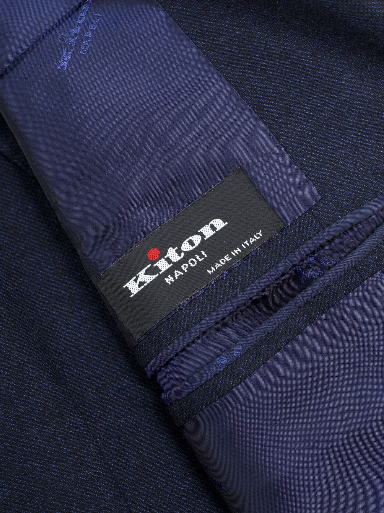 Kiton Navy Pure Cashmere Bicolor Micro-Pattern Winter Suit
