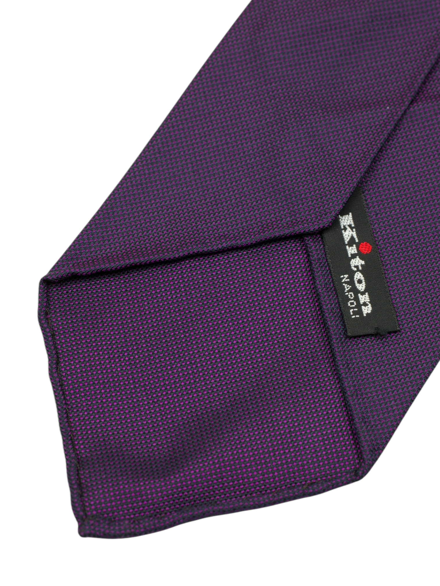 Kiton 5-Fold Sangria Purple Handrolled Silk Pinpoint Tie