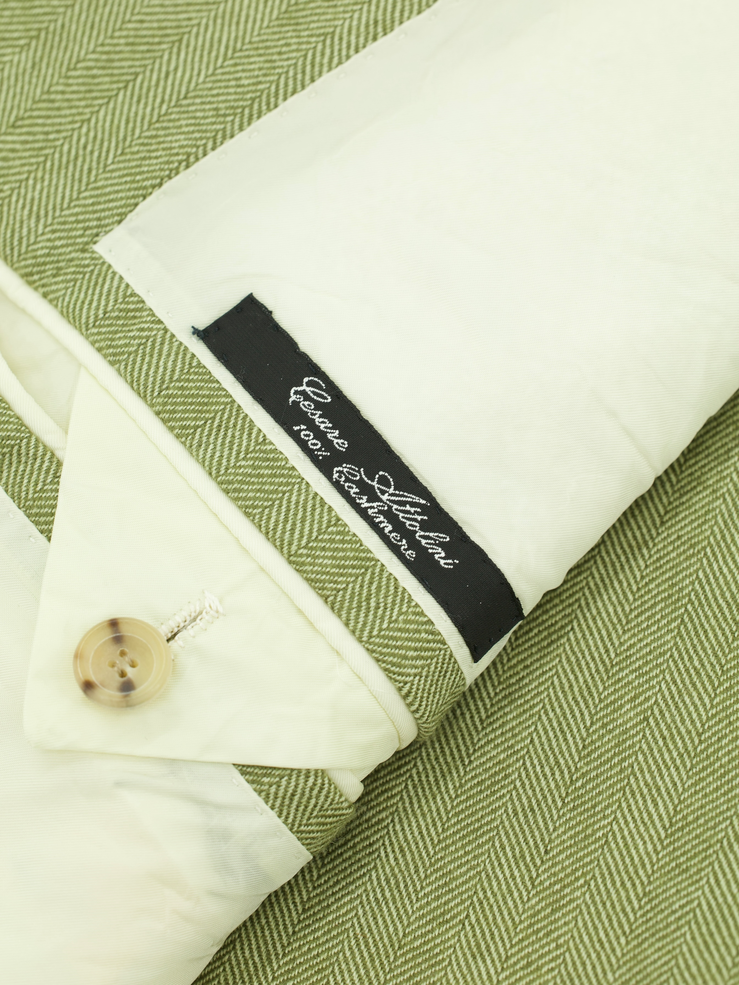 Cesare Attolini Light Green Pure Cashmere Herringbone Jacket