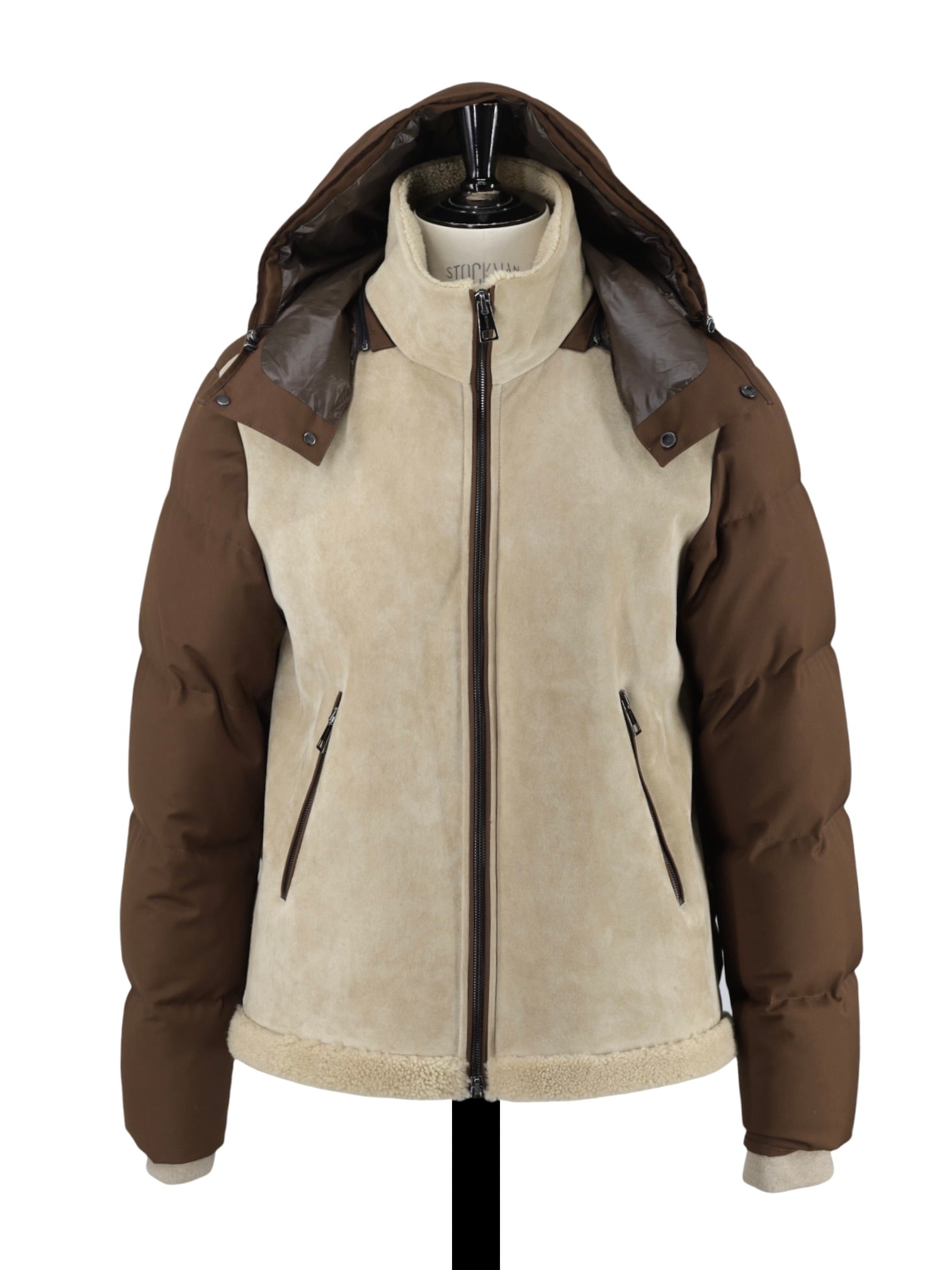 Kiton Brown Lambskin-Lammy & Waterrepellent Sartorial Puffer Jacket