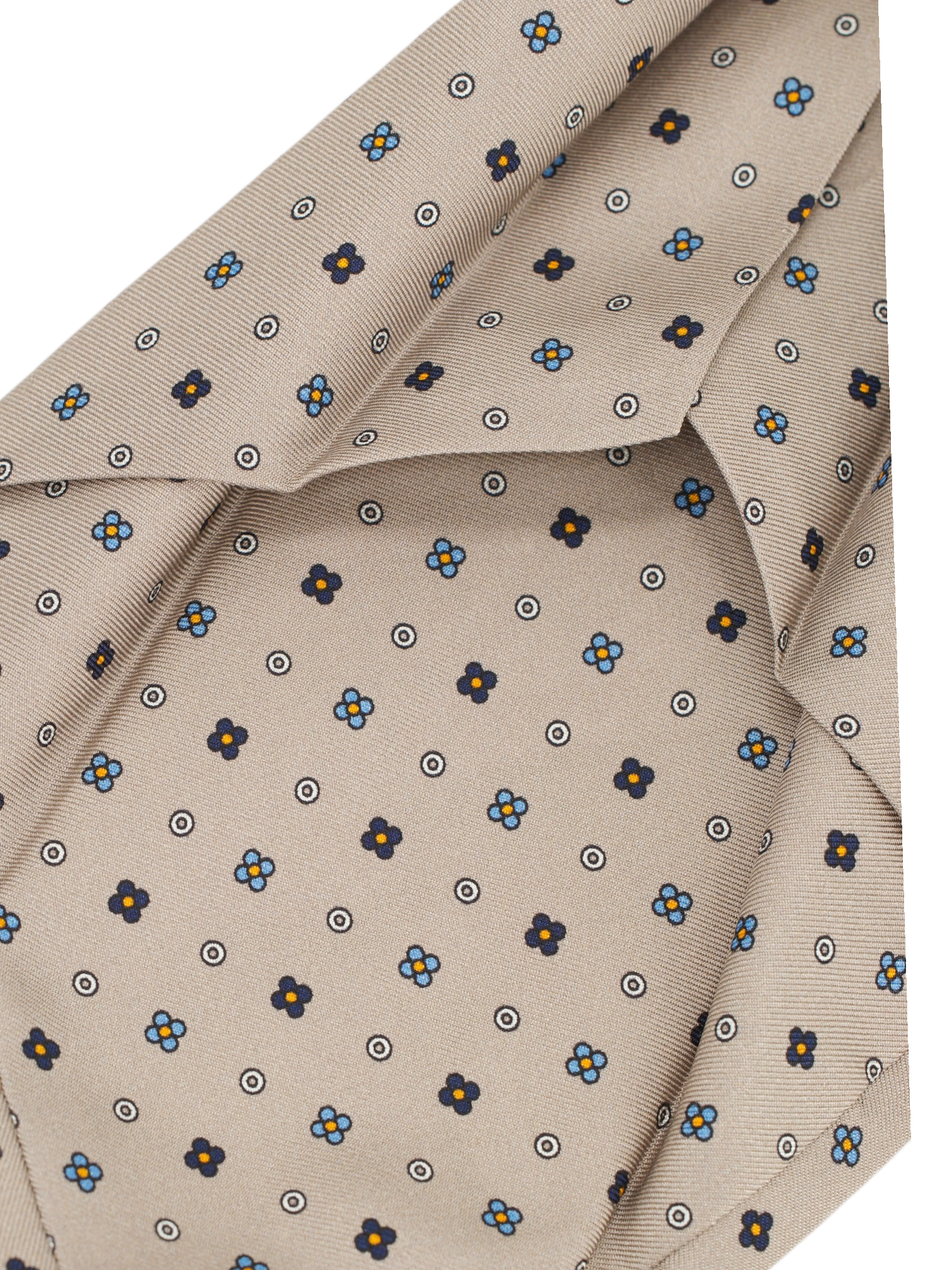 Marzullo 5-Fold Taupe & Light Blue Silk Floral Tie