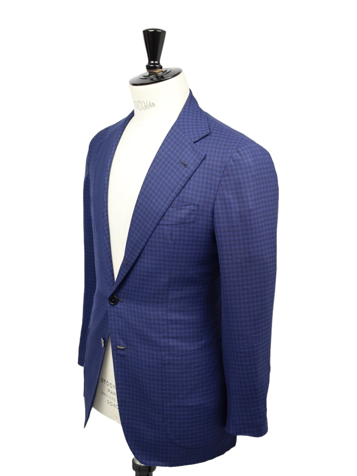 Orazio Luciano Blue Gingham Check Wool & Silk Blazer