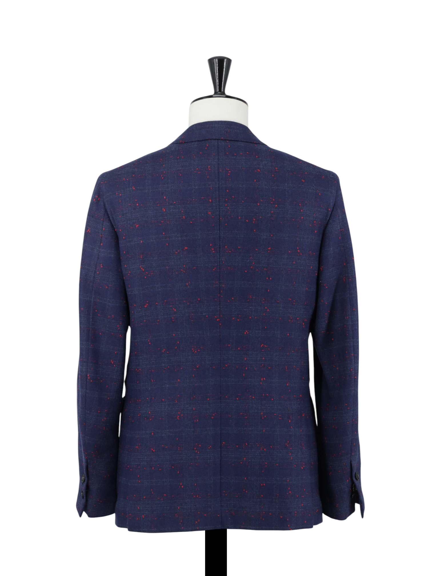 Isaia Dark Blue & Red Wool-Blend Splatter-Check Jacket