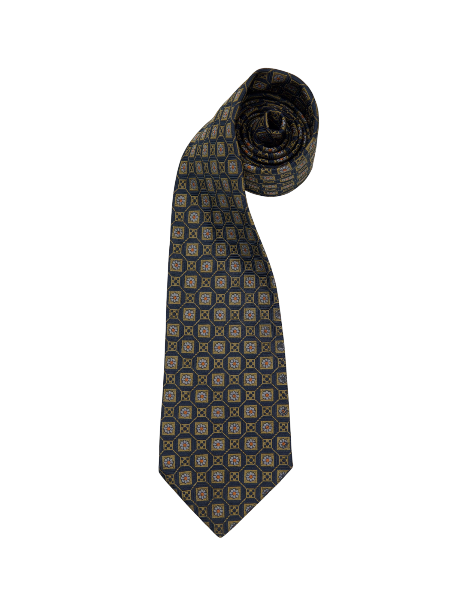 Ermenegildo Zegna Vintage Art-Deco Geometric Silk Tie