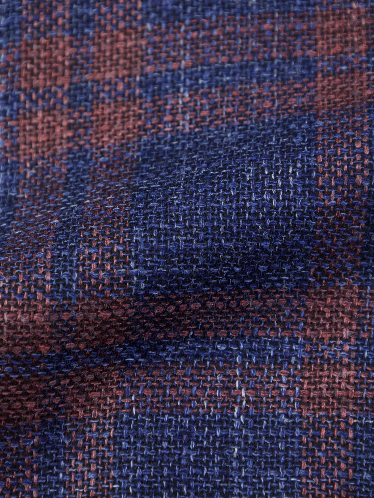 Kiton Blue & Red Cashmere, Silk & Linen Windowpane Jacket