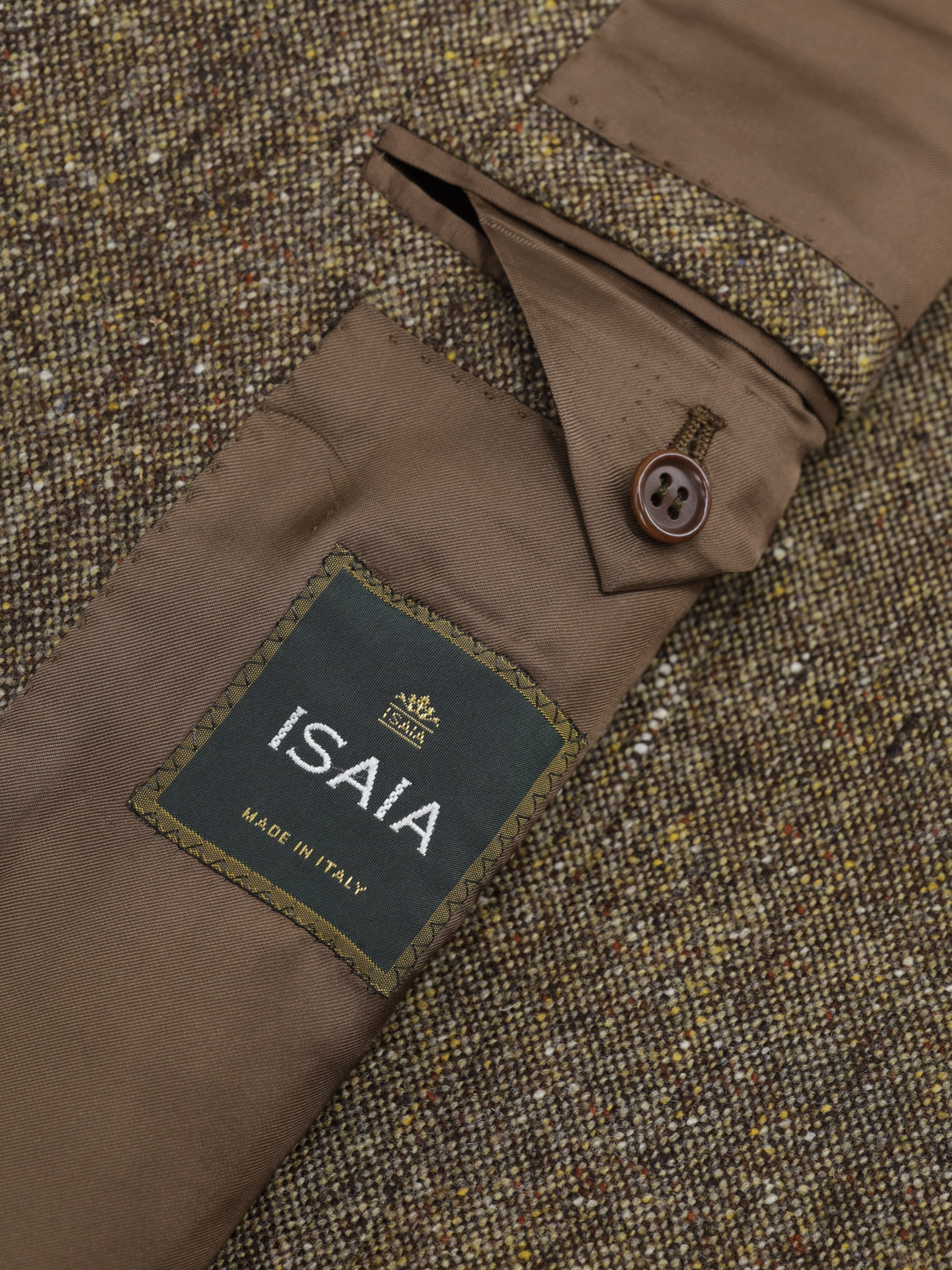 Isaia Brown Pure-Wool Speckled Donegal Country-Side Jacket