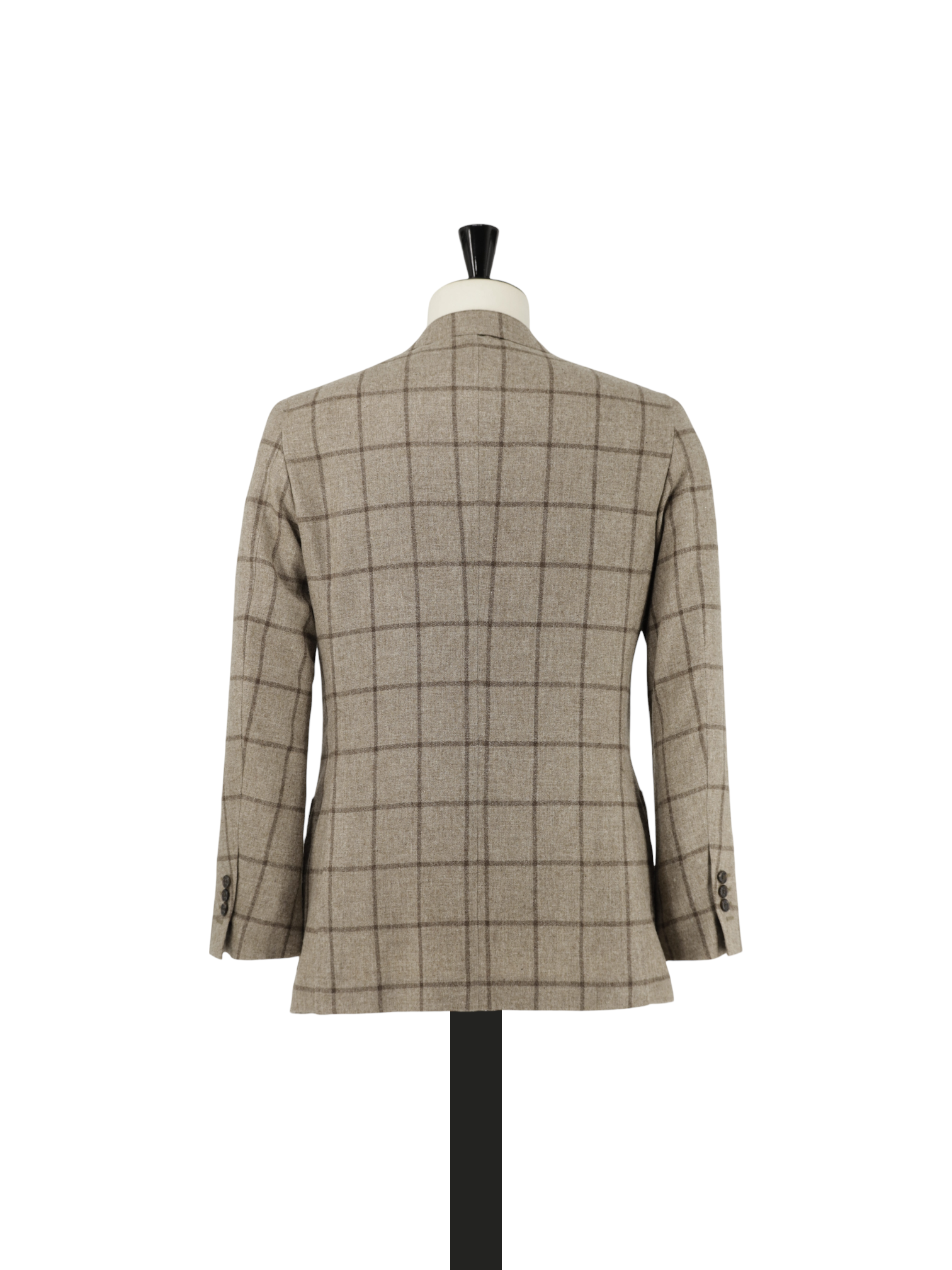 Caruso Light Brown Wool & Cashmere Windowpane Jacket