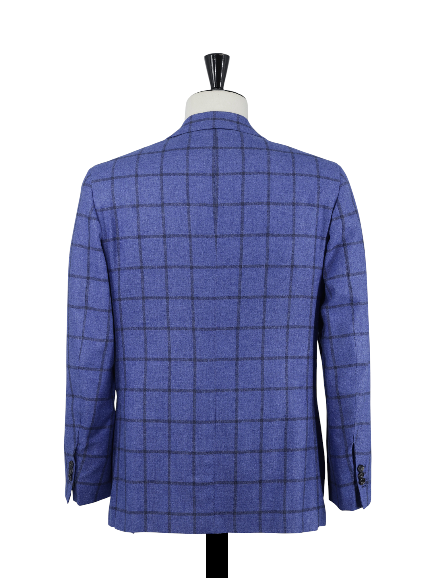 Kiton Azure Blue Silk & Cashmere Windowpane Jacket
