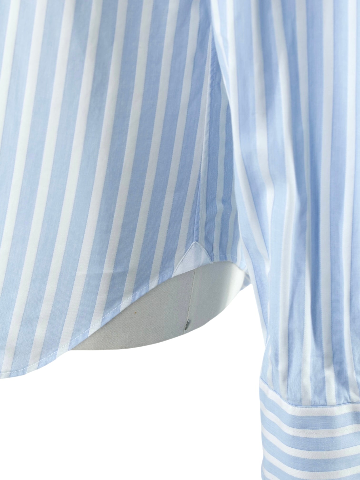 Emanuele Maffeis White & Light Blue Cotton Bengal-Stripe Shirt