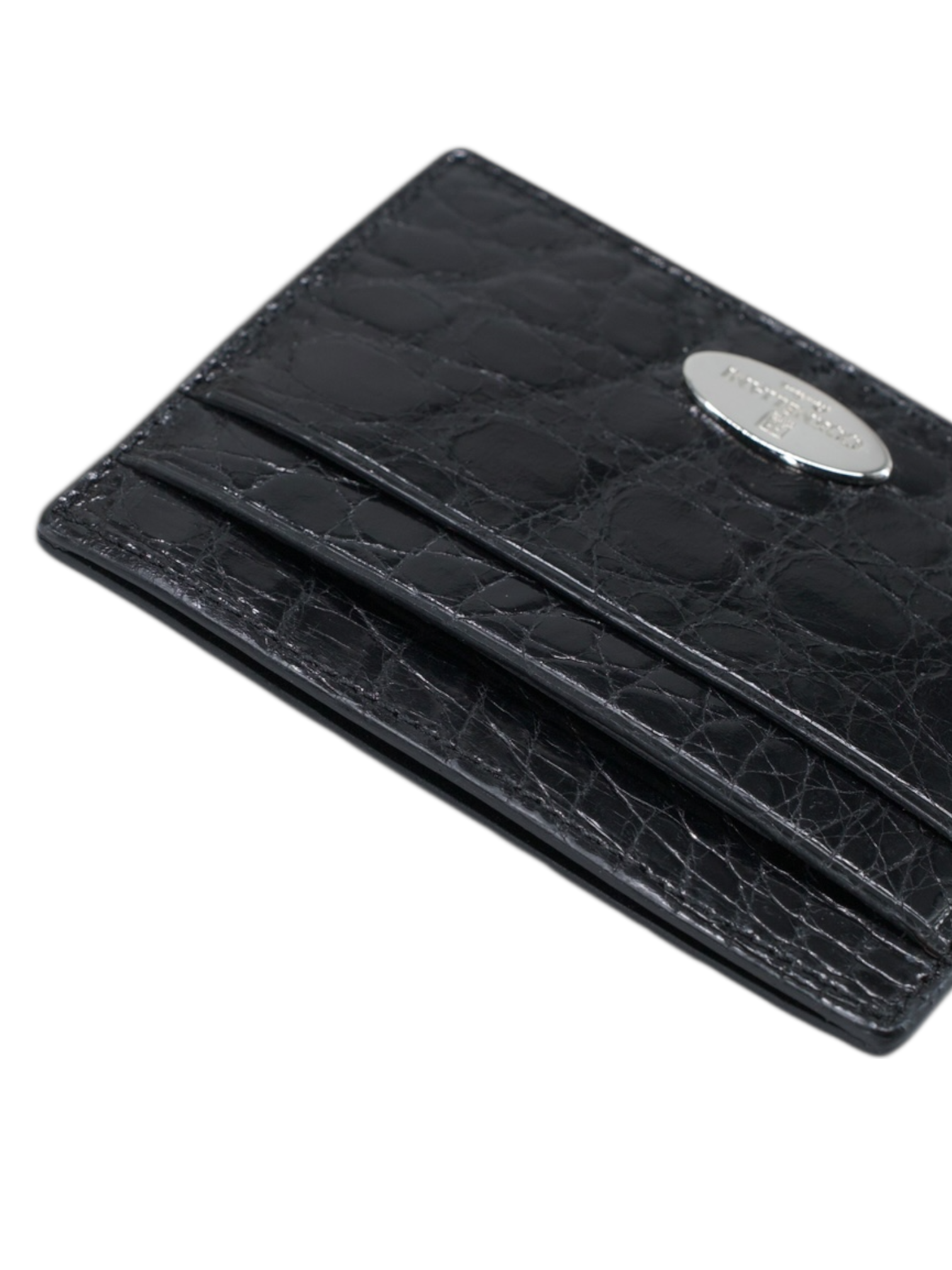 Corneliani Black Alligator Leather Cardholder Wallet