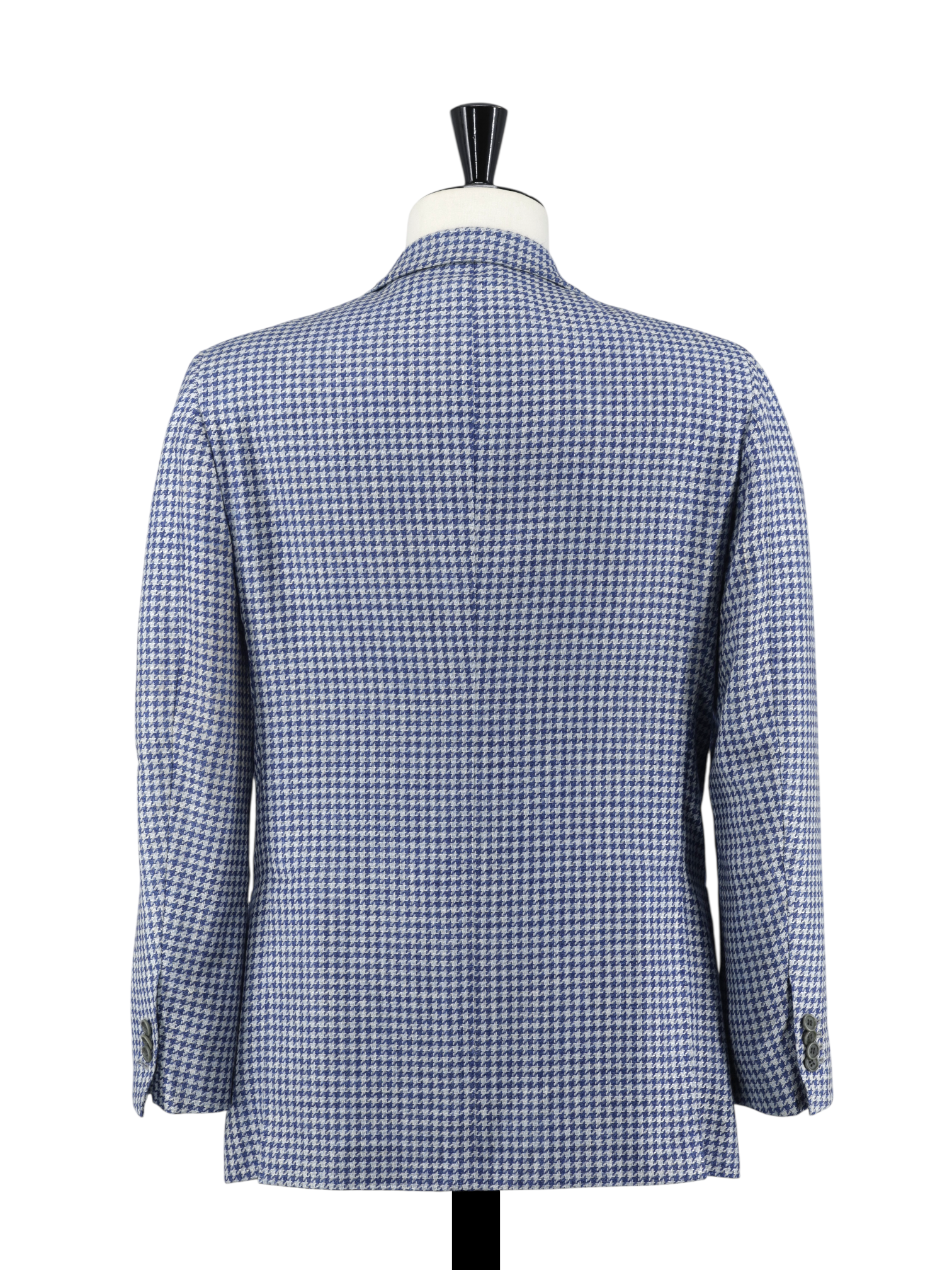 Kiton Chambray Blue & White Cashmere-Linen Blend Pied de Poule Jacket