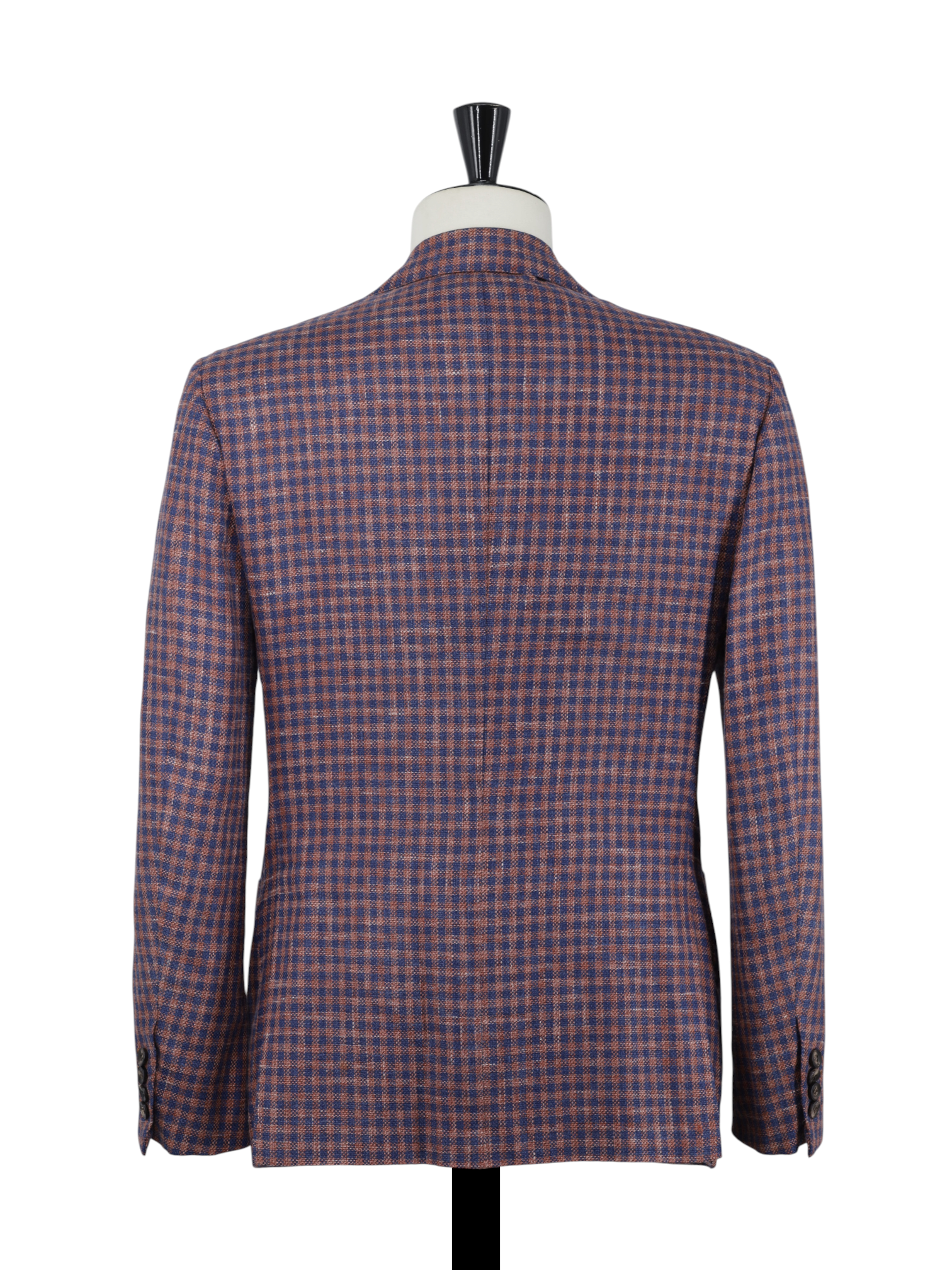 Kiton Dark Blue & Red Cashmere, Wool, Silk, Linen & Stretch Gingham Jacket